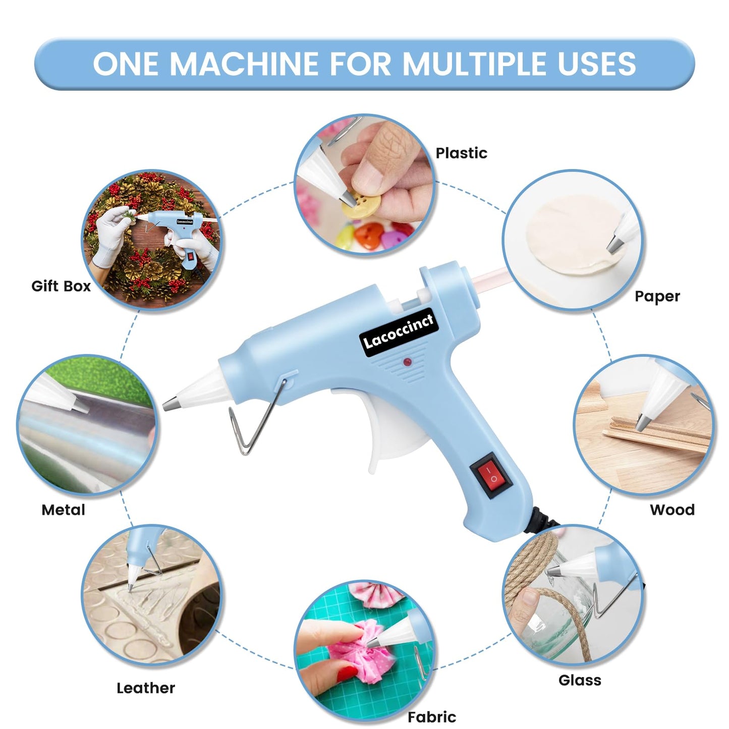 Hot Glue Gun Kit with 70 Glue Sticks and Anti-Scalding Nozzles, 8 Pack Fast Preheating Mini Hot Melt Gun Set for Crafts, DIY Arts, Class Projects, School, Home Repairs - Multicolors