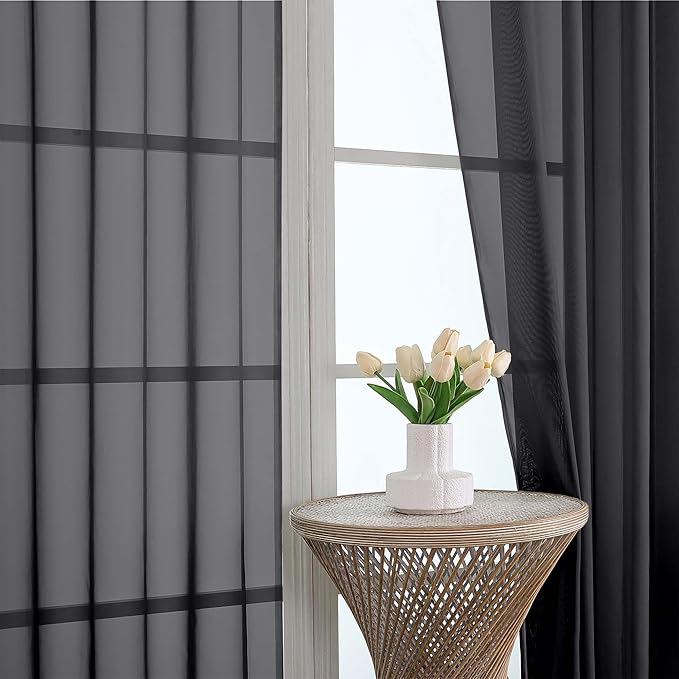 OVZME Black Bedroom Curtains 2 Panel Sets 90 Inch Length, 59 Inch Extra Wide Light Filtering Light Weight Soft Window Treatment Panels for Study Room Living Room Guest Room, 59Wx90L Inches