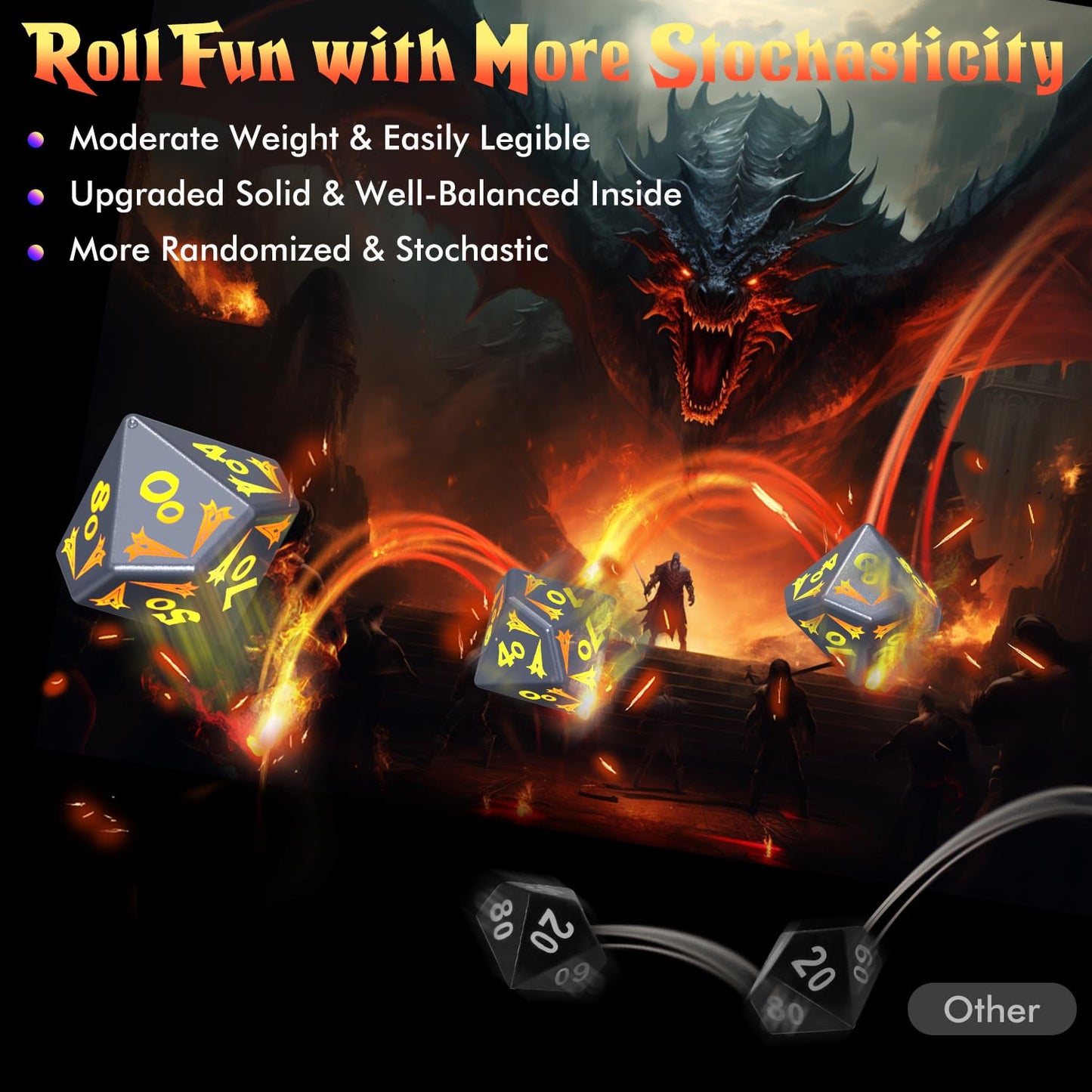 CooAoo Light Up DND Dice Set, Wireless Rechargeable Glowing Dice with Charging Box, 7 PCS Electronic Dice Set, LED RGB Polyhedral Role Playing D&D Dice for Dungeons and Dragons PRG MTG Games (Sword)