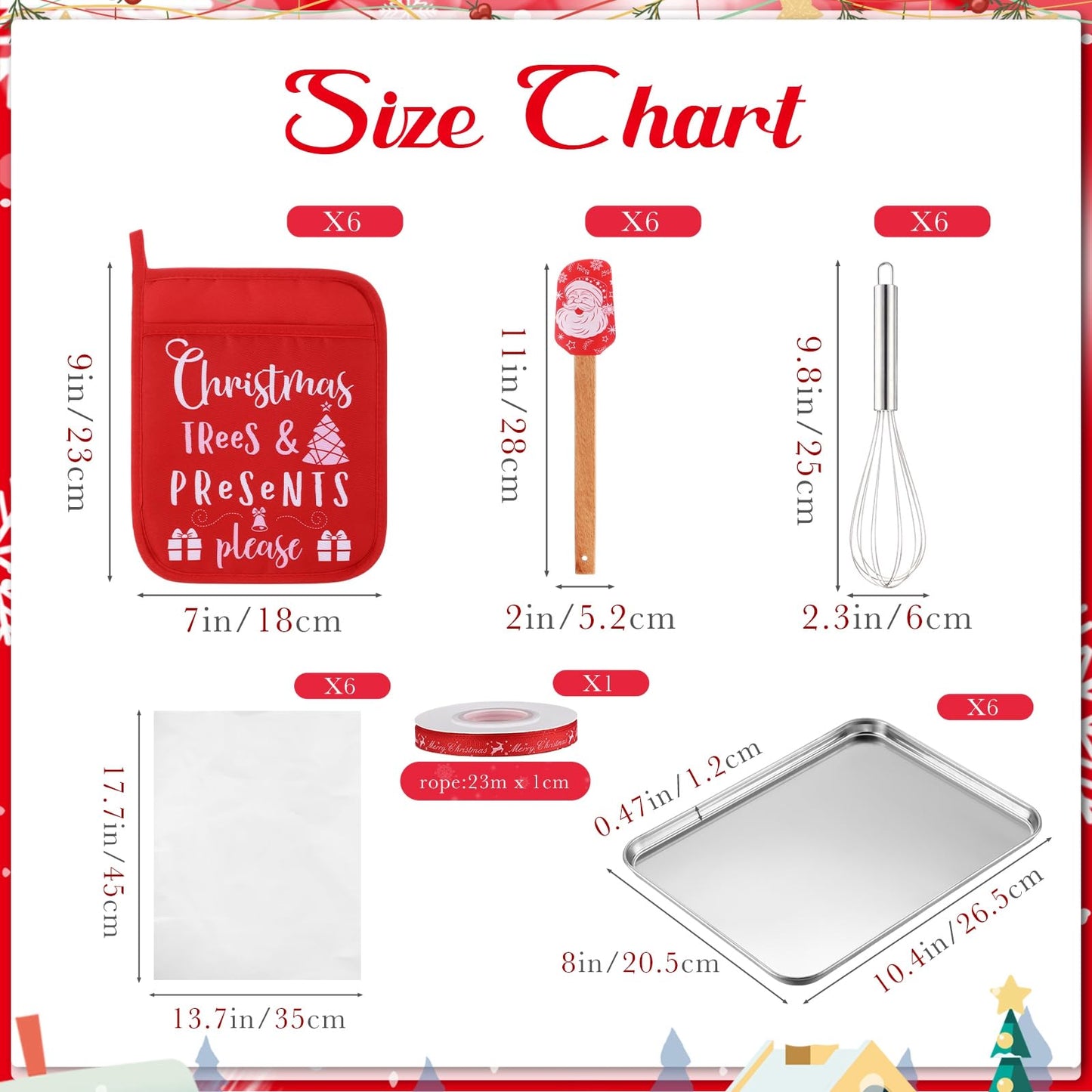 Kritkin 30 Pcs Christmas Kitchen Gift Set Christmas Silicone Spatulas Pot Holders Xmas Cooking Baking Supplies Gift with Pocket Baking Sheet Whisk Spatula for Xmas Party Decor(Retro Style)