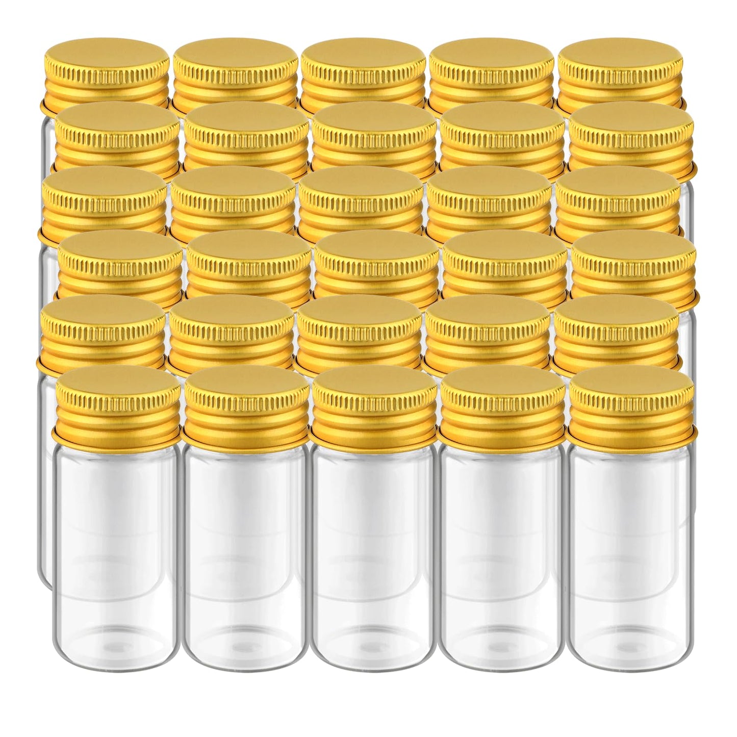 30 Pcs Empty Clear Glass Vials With Aluminum Lids Small Glass Bottles Sample Bottles Seal Jar Storage Containers For Liquid Powder Cosmetic DIY Art Craft (gold lids, 30ml/1oz)