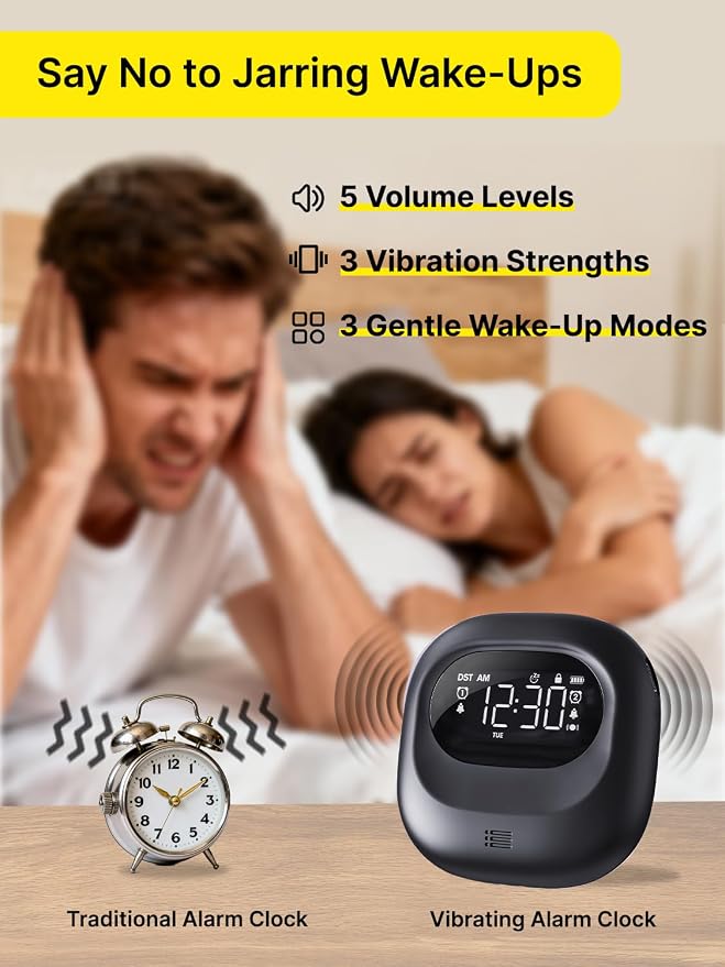 ROCAM Vibrating Alarm Clock Bed Shaker, Rechargeable 3000mAh Battery