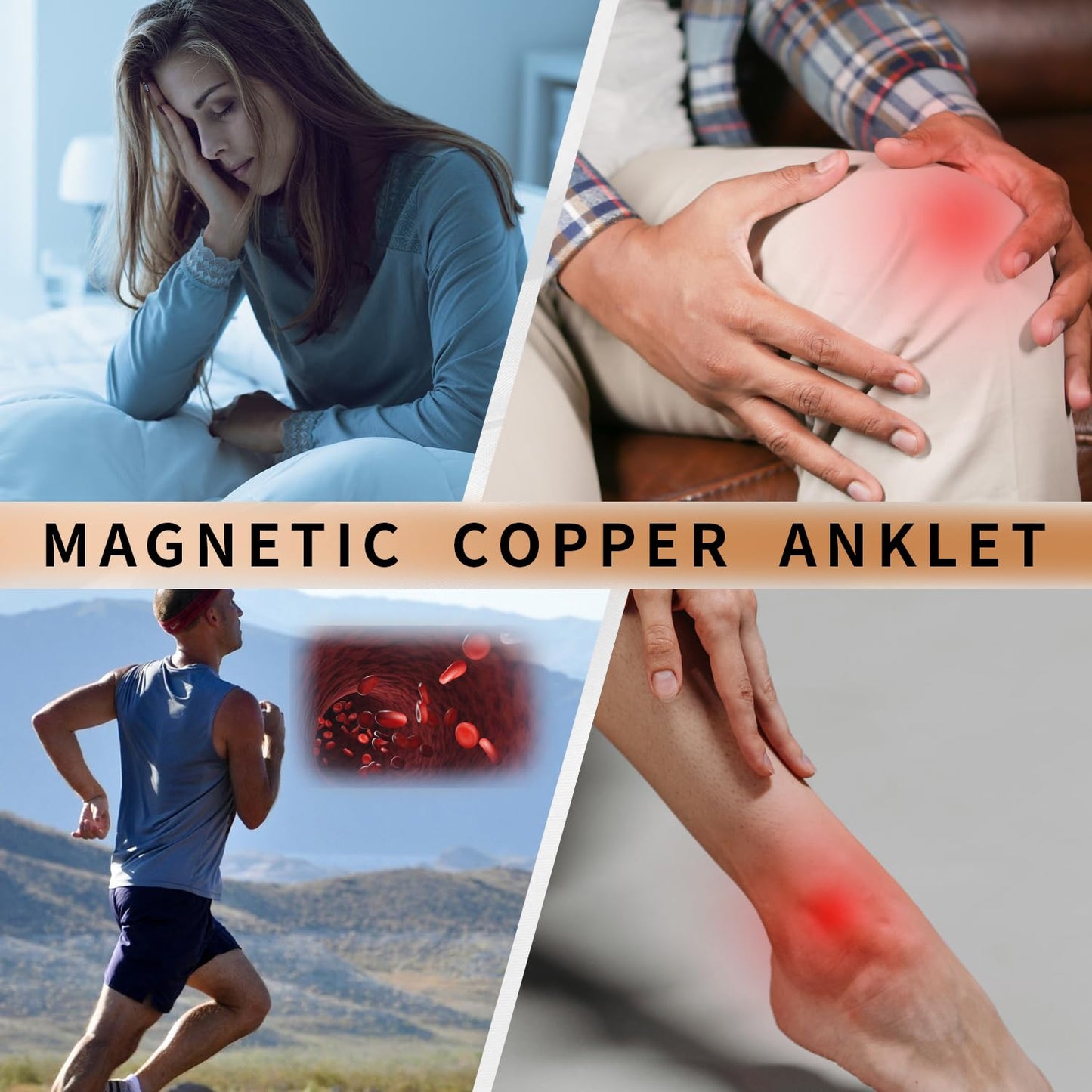 BioMag 99.9% Copper Ankle Bracelets for Women Magnetic Women's Ankle Bracelet Adjustable Copper Anklet with Sizing Tool Jewelry Gift for Her Mom Valentine's Day