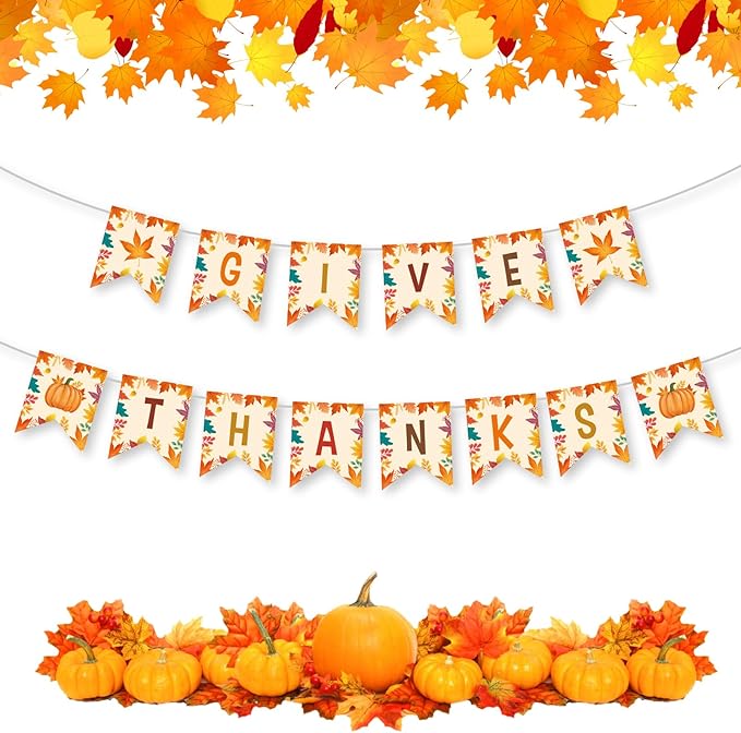 Give Thanks Fall Thanksgiving Garland Banner Kit