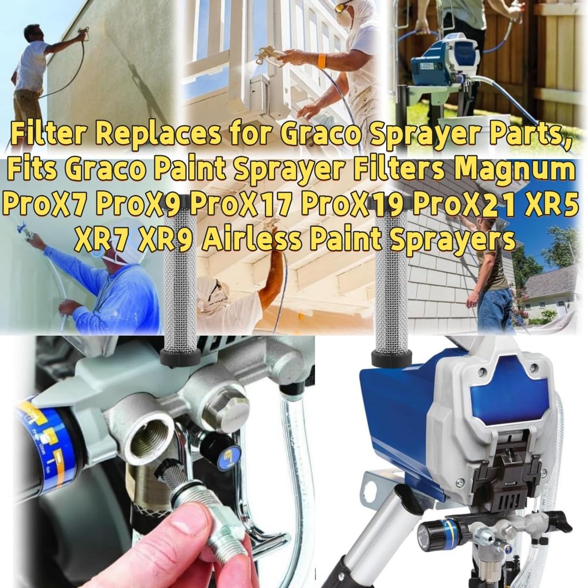 288747 Paint Sprayer Filter 8-Pack - OEM Replacement Filters Compatible with Graco Magnum ProX7/X9/X17/X19/X21 & XR5/XR7/XR9 Airless Sprayers | InstaClean 40 Mesh Strainer Part