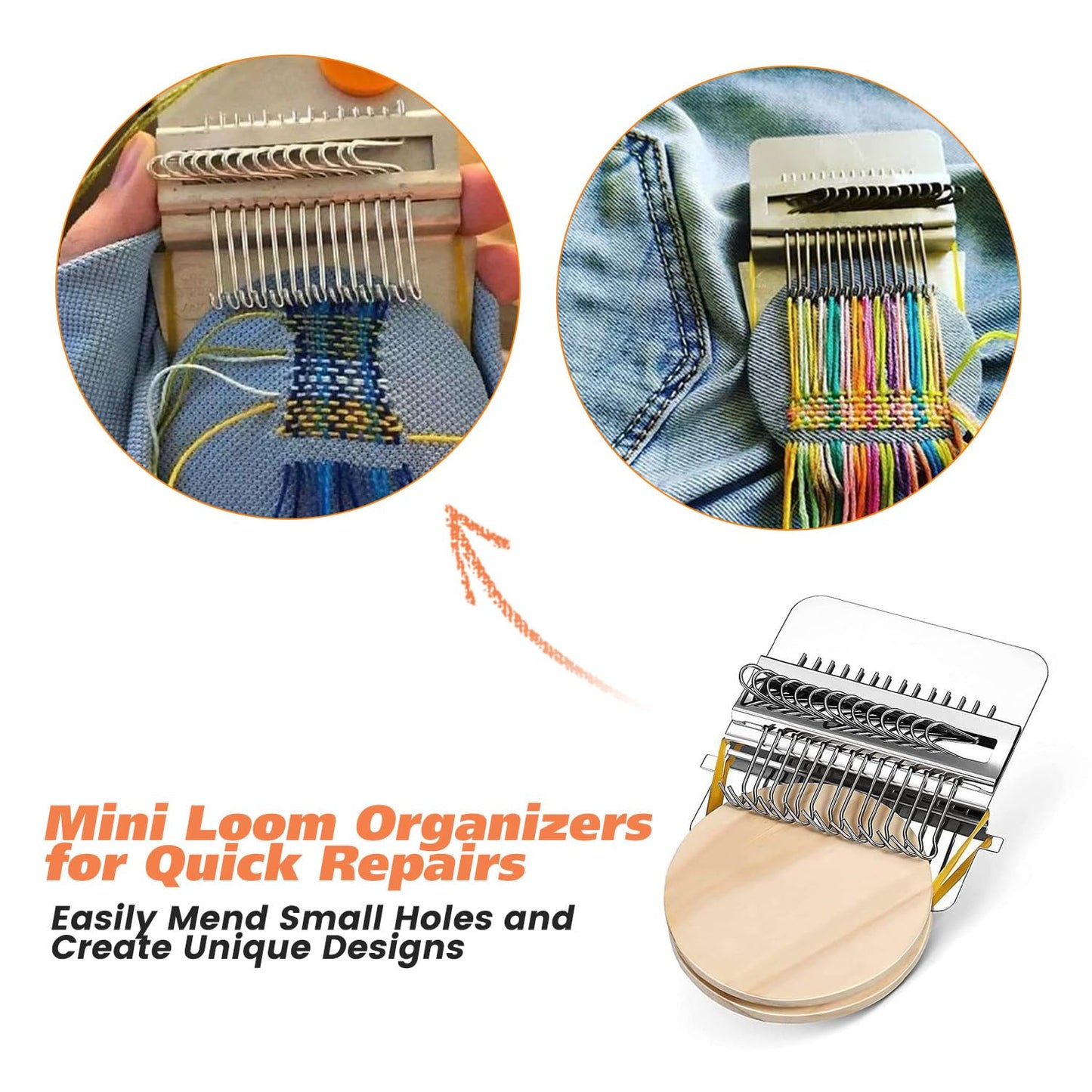 Darning Loom Small Type Weave Tool Quickly Mini Convenient for Mending Jeans Socks Clothes Loom Machine Makes Beautiful Stitching DIY Weaving Arts Speed Weaver Kit