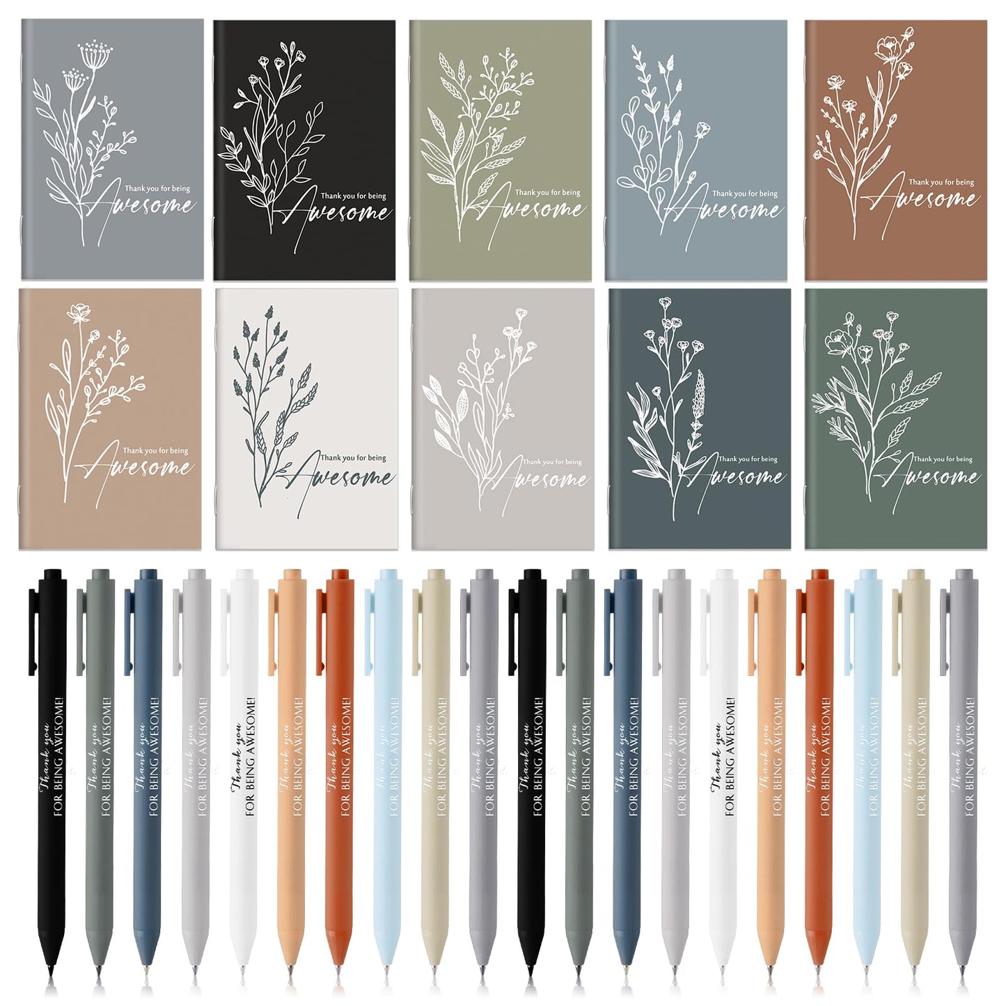 Tellingyou 100 Pcs Employee Appreciation Gifts Bulk Inspirational Notebook Ballpoint Pen Motivational Notebook Mini Journal for Volunteer Administrative Professional Teacher Nurse Team (Awesome)
