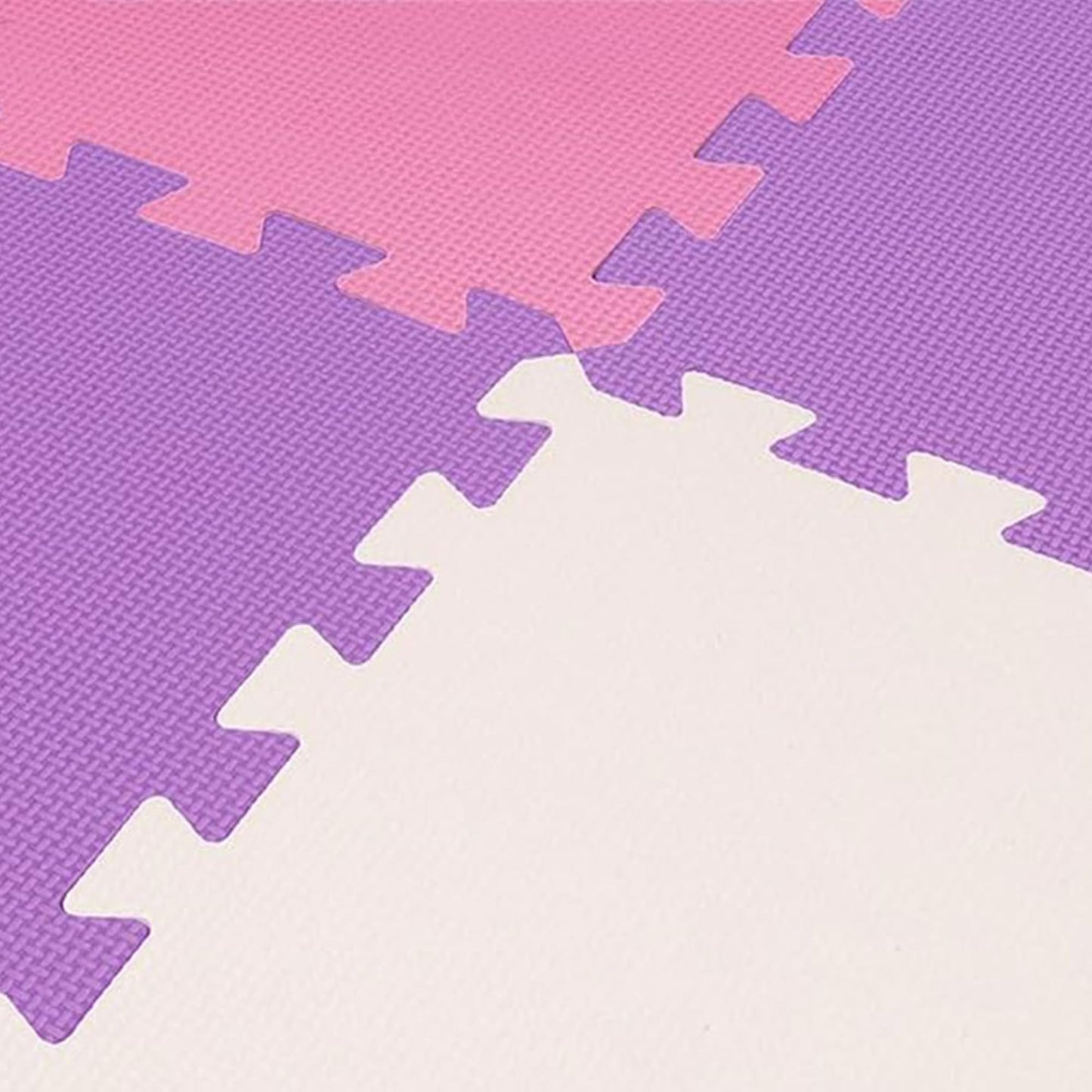 BalanceFrom 16-Pack 12x12 Inches EVA Interlocking Foam Play Tile Mat, Pink/Purple/Beige – 0.4-Inch Thick Non-Slip Puzzle Flooring for 16 Square Feet in Playroom, Nursery, or Playpen at Home