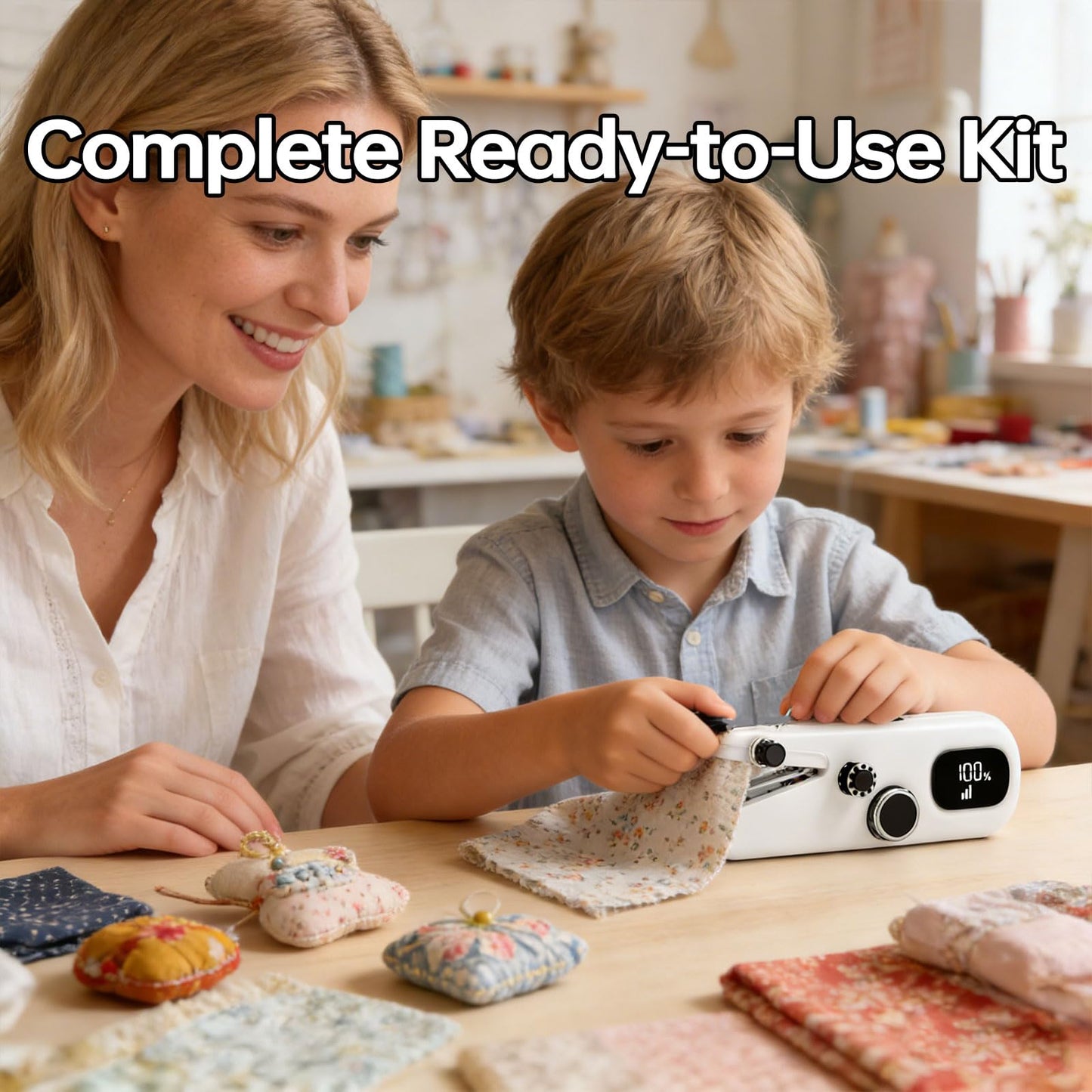 Handheld Sewing Machine, Portable Mini Sewing Machine for Beginners & Adults - Smart LCD Screen, USB-C Fast Charge, 3-Speed Control & Complete Sewing Kit for Home DIY, Fabric Repair and Crafts