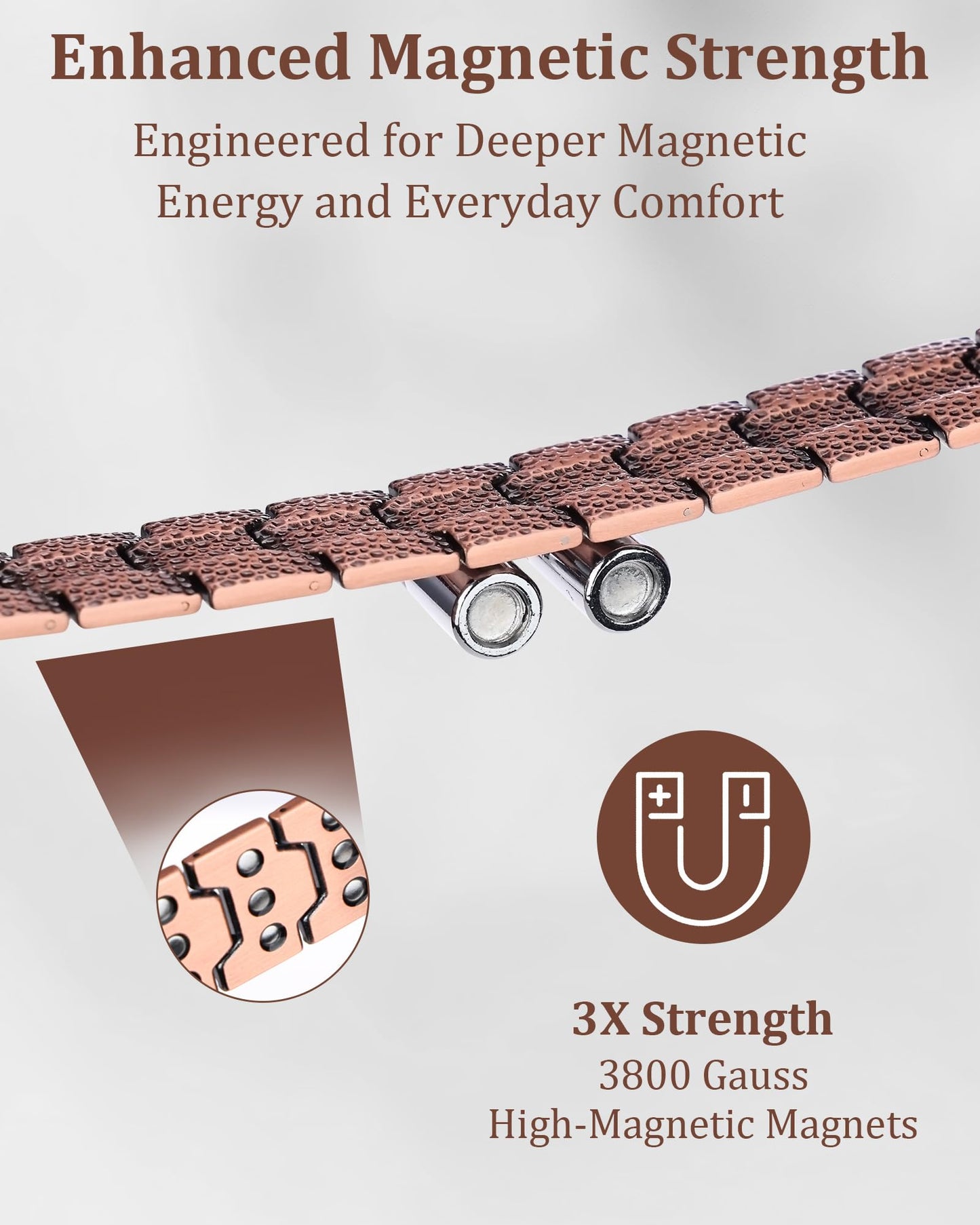 MagnetNova 3X Strength Magnetic Bracelet for Men, 99.99% Pure Copper Bracelet with Magnets, Adjustable Size with Sizing Tool & Gift Box