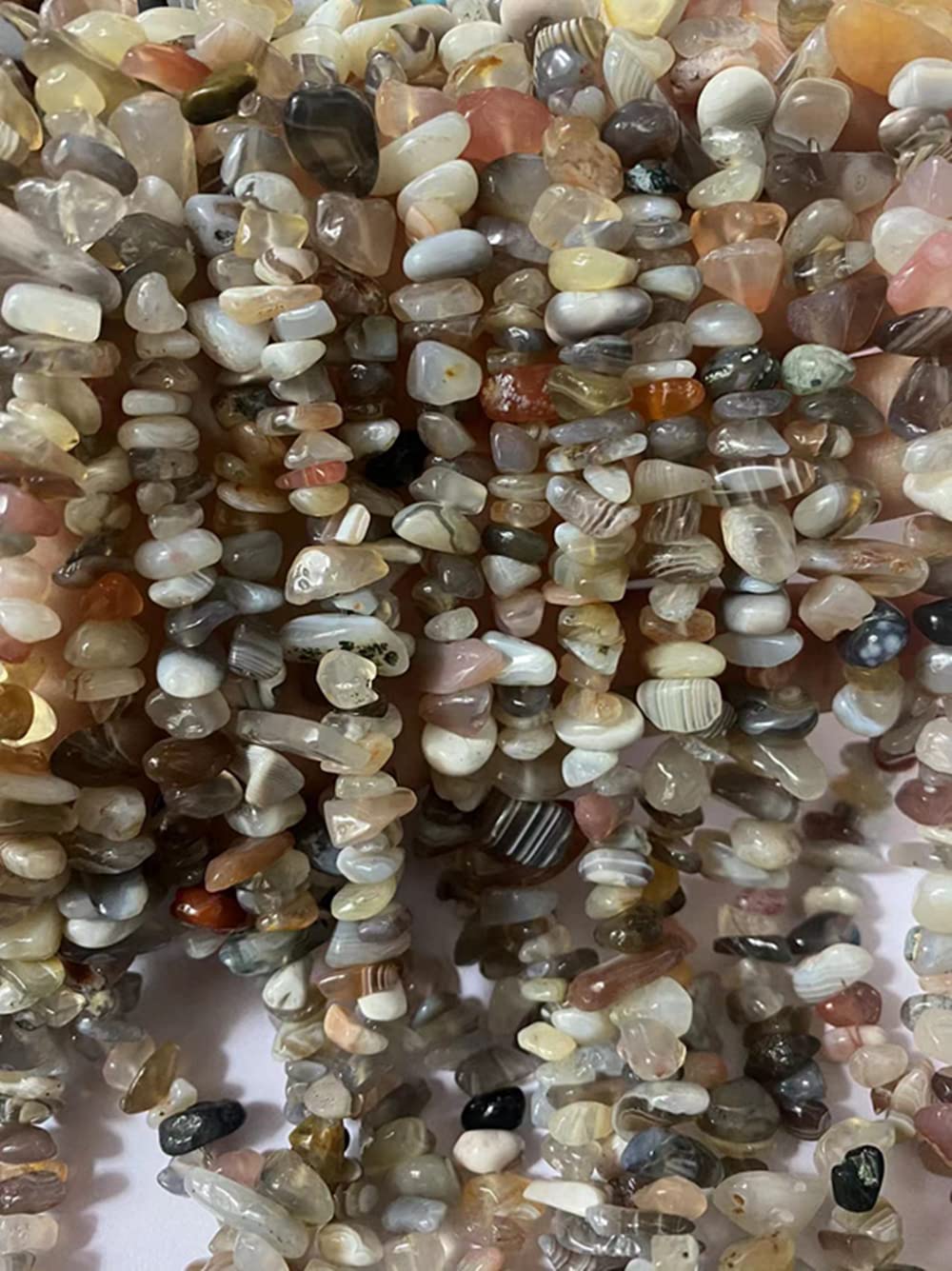 PLTbeads 7-8mm Natural Botswana Agate Gemstone Chips Beads Healing Crystals Waist Bracelets Necklace Kit Irregular Stone DIY Crafts Design Jewelry Making