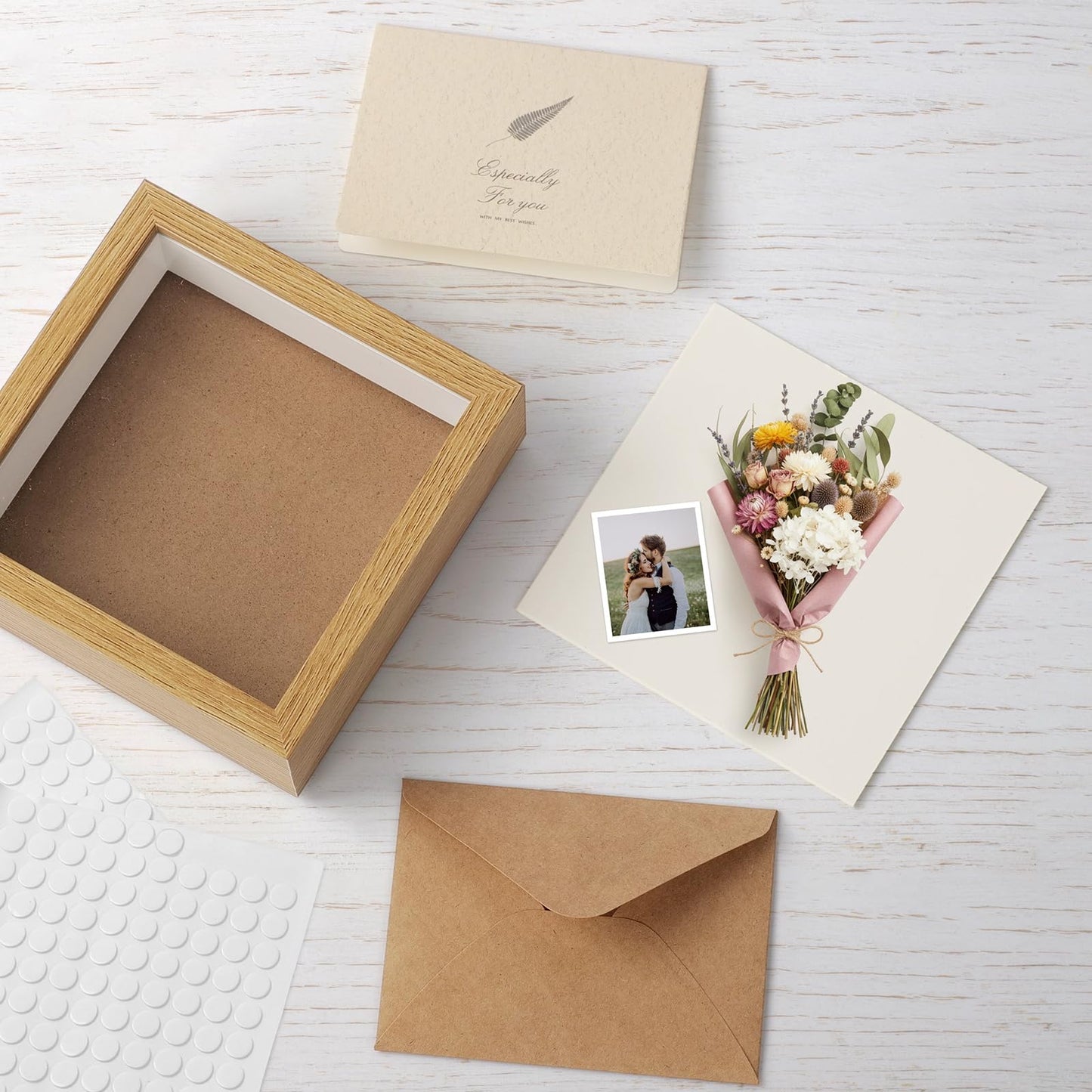 6 Pack Shadow Box Frame - 1.2" Deep Shadow Boxes 3D Picture Frame (6 Pcs/ Natural, 5"x5")
