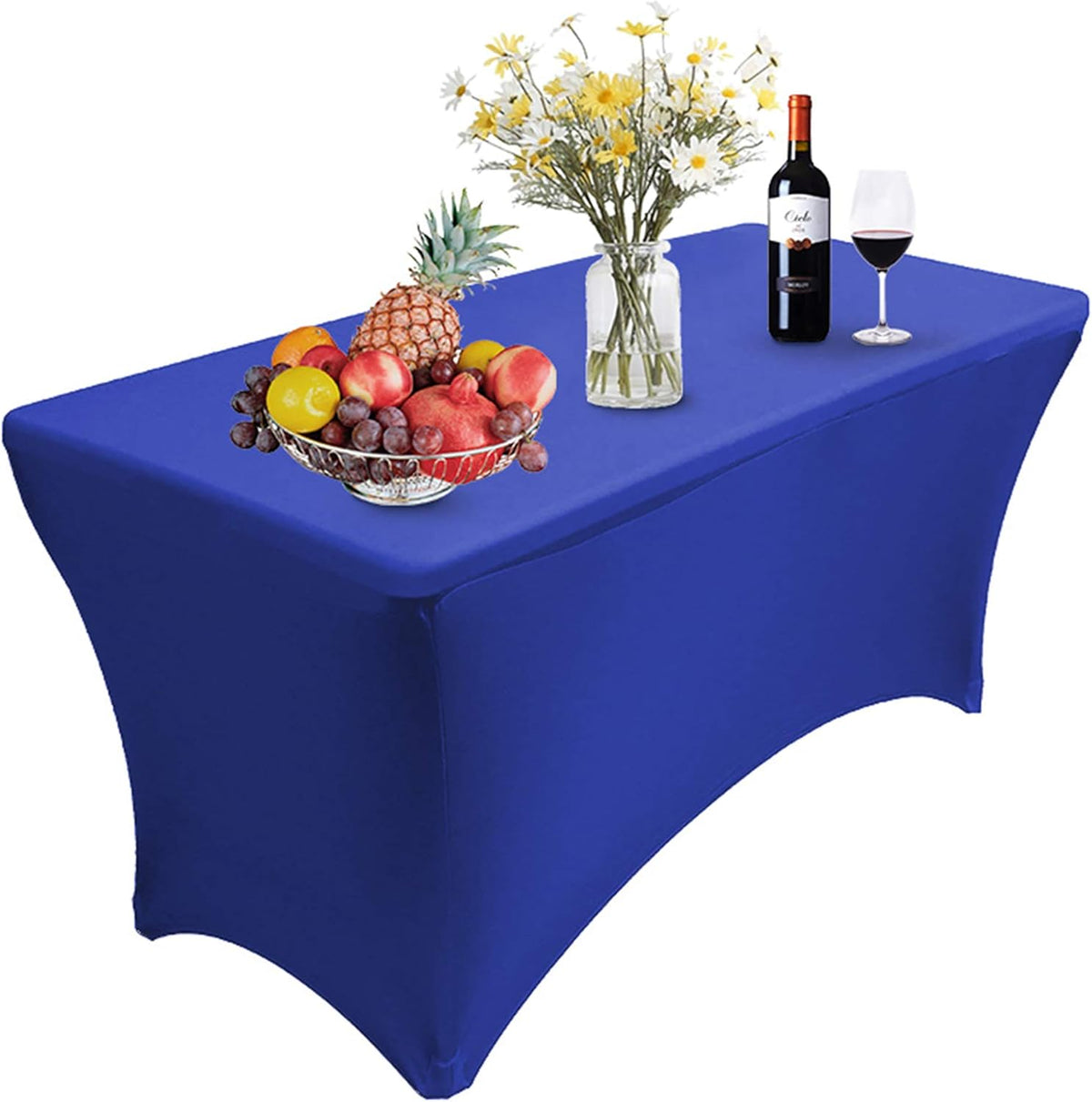 RELIANCER 1 Pack Stretch Spandex Table Covers for Rectangular Tables,8FT Elastic Fitted Tablecloth,Universal Rectangular Table Cloth Protector for Outdoor Party,Wedding,Bar,Birthday,Banquet,Events