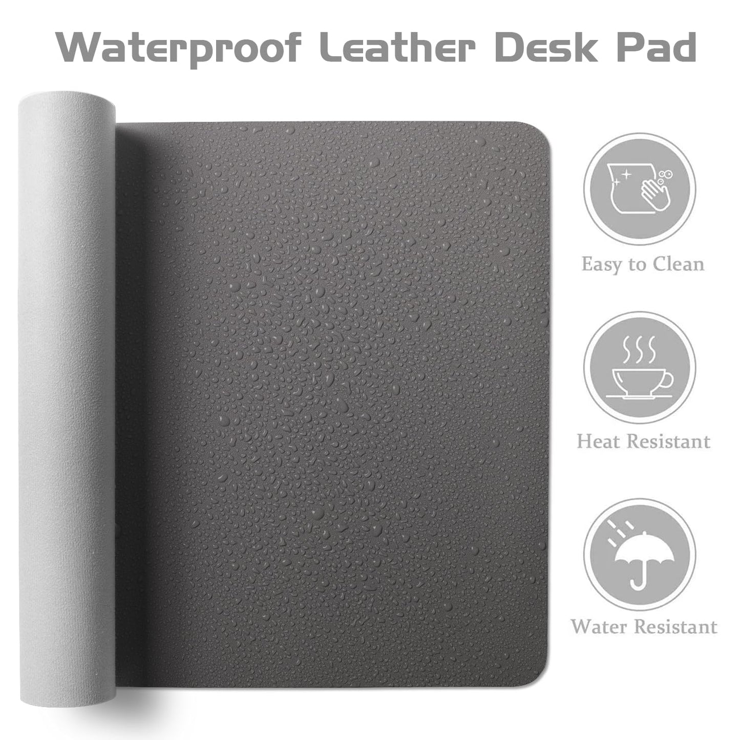 Aothia Leather Desk Pad Protector - Large Mouse Pad, Office Desk Mat, Non-Slip PU Leather Desk Blotter, Laptop Desk Pad, Waterproof Desk Writing Pad for Office and Home (Gray, 38" x 13.7")