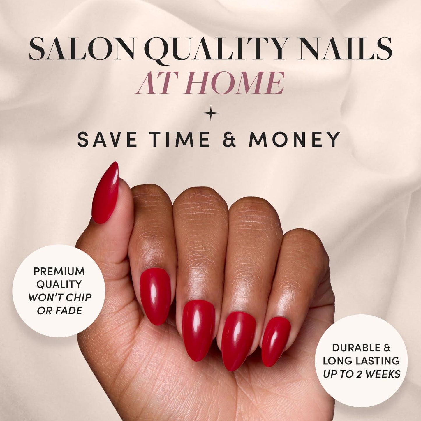 Glamnetic Press-On Nails Bundle - Fiery & Classic Red, Midnight Blue | Bright Fake Nails | Cool Toned Timeless Red False Nails | Dark Navy Blue Nails | Three sets of short almond opaque nails
