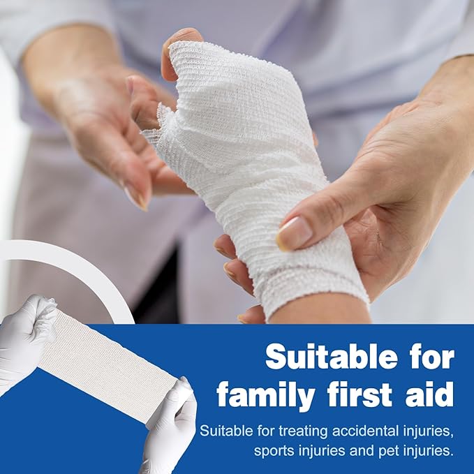 AZEN 50 Pack Gauze Rolls Bandages, 3 in x 4.1 Yards, Premium Medical Supplies & First Aid Supplies, Bandage Wrap Vet Wrap