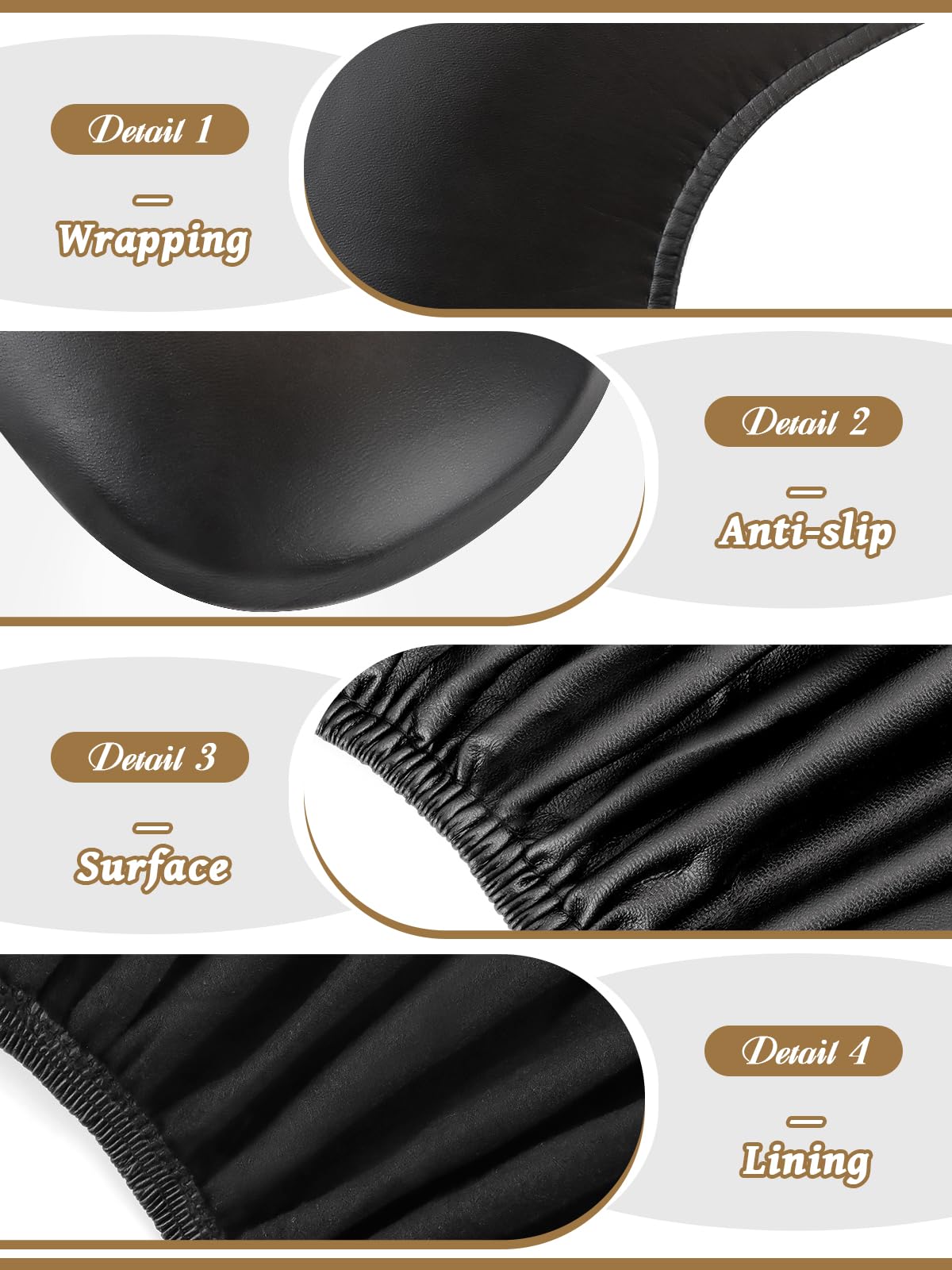 EBANKU Set of 2 Nail Arm Rest Covers for Nails Tech, Black Arm Rest Protector Covers, Premium PU Leather Waterproof, Suitable for U-Shaped Professional Manicure Nail Hand Rest