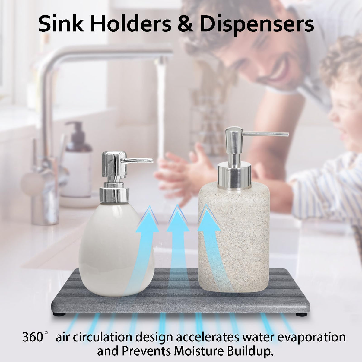 Set of 3 Water Absorbing Stone Tray Diatomite Hand Soap Holder for Bathroom