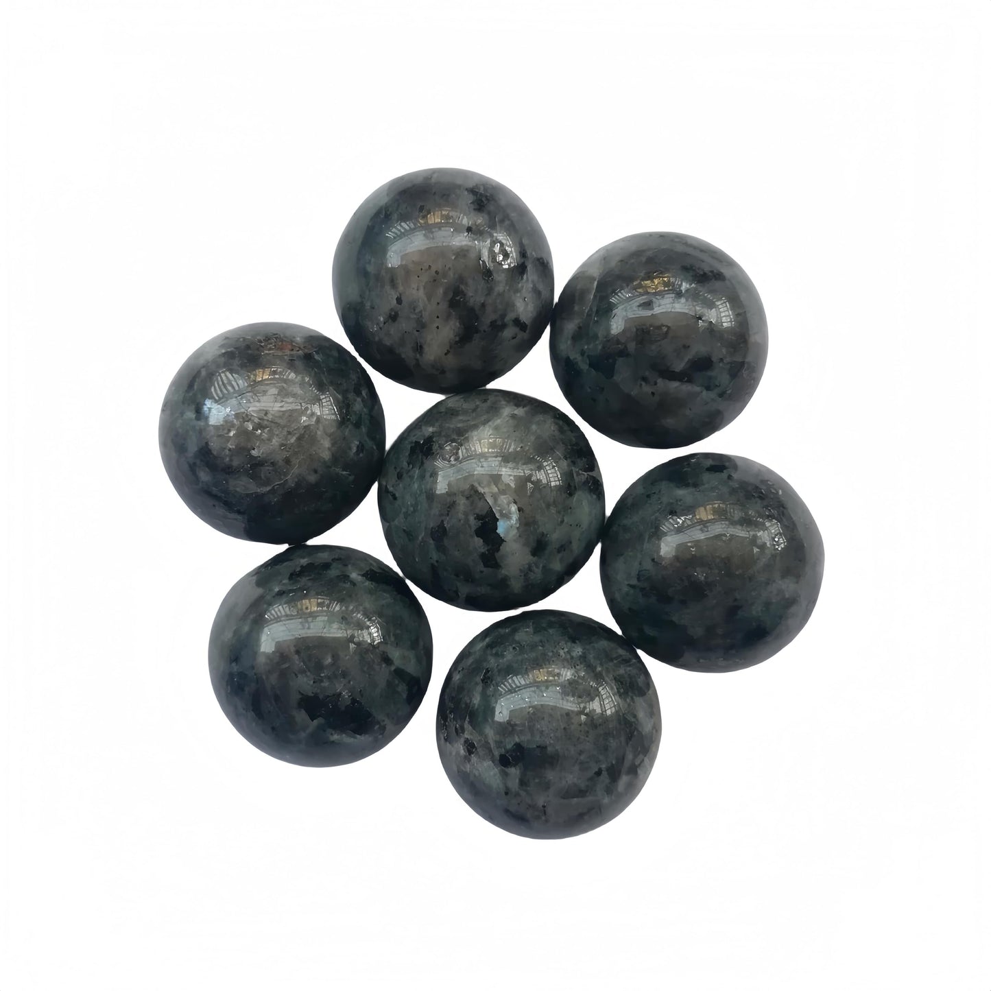 Sunshcat Natural Black Labradorite 0.78 Inchs Crystals and Healing Stone Ball Set,Home Desktop Feng Shui Array Decoration(7 Pieces) ﻿