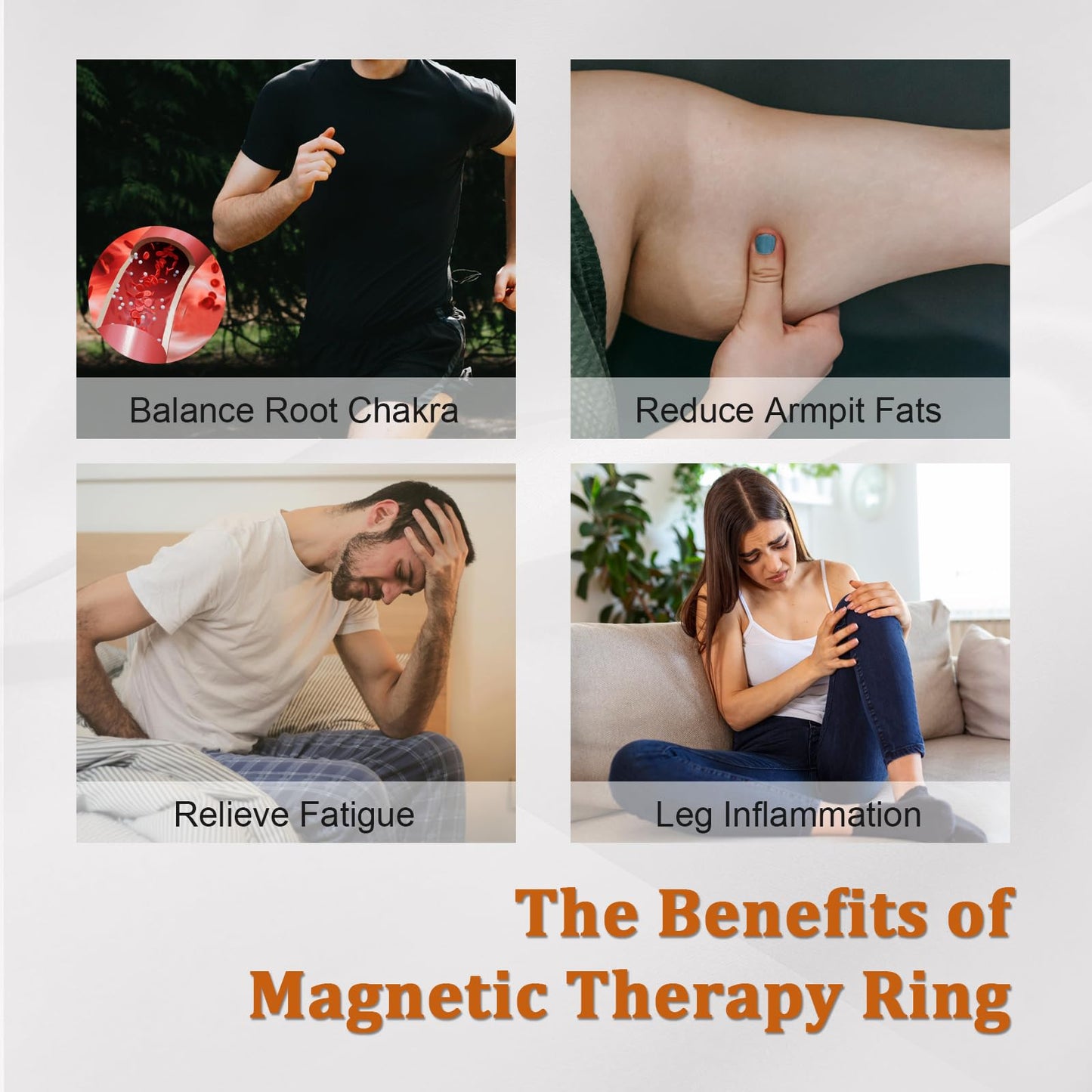 Fashtour Genuine Magnetic Hematite Rings, 3 per Order, Black Hematite Ring, Magnetic Ring for Men and Women (Size 5#)