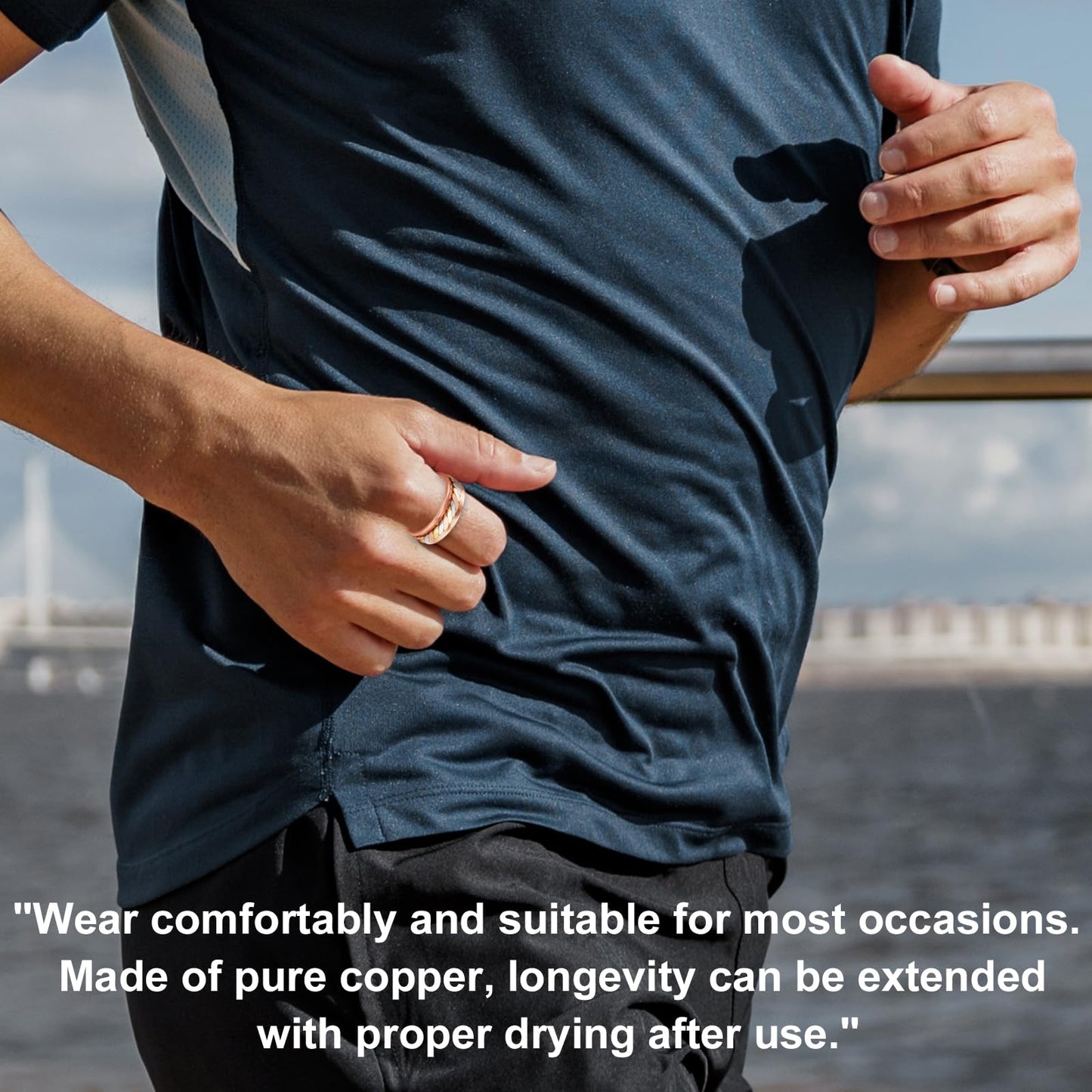 MagVIVACE Copper Rings for Men Women Magnetic Ring, Tricolor Gold 99.9% Solid Copper Couples Megnetfield Ring with Magnet (2.6 inch)