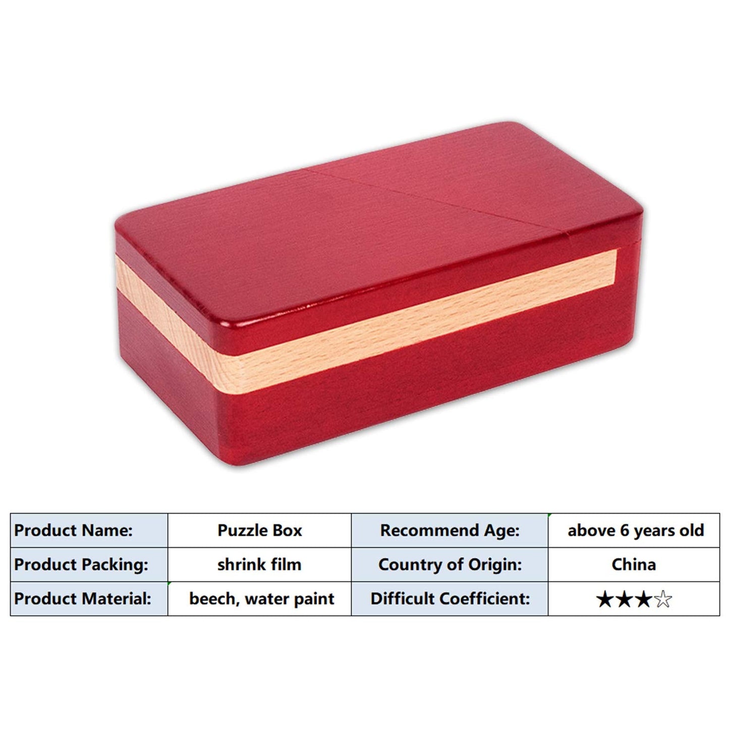 DC-BEAUTIFUL Impossible Puzzle Master Secret Opening Wooden Red Magic Box with Secret Drawer - Mysterious Gift Puzzle