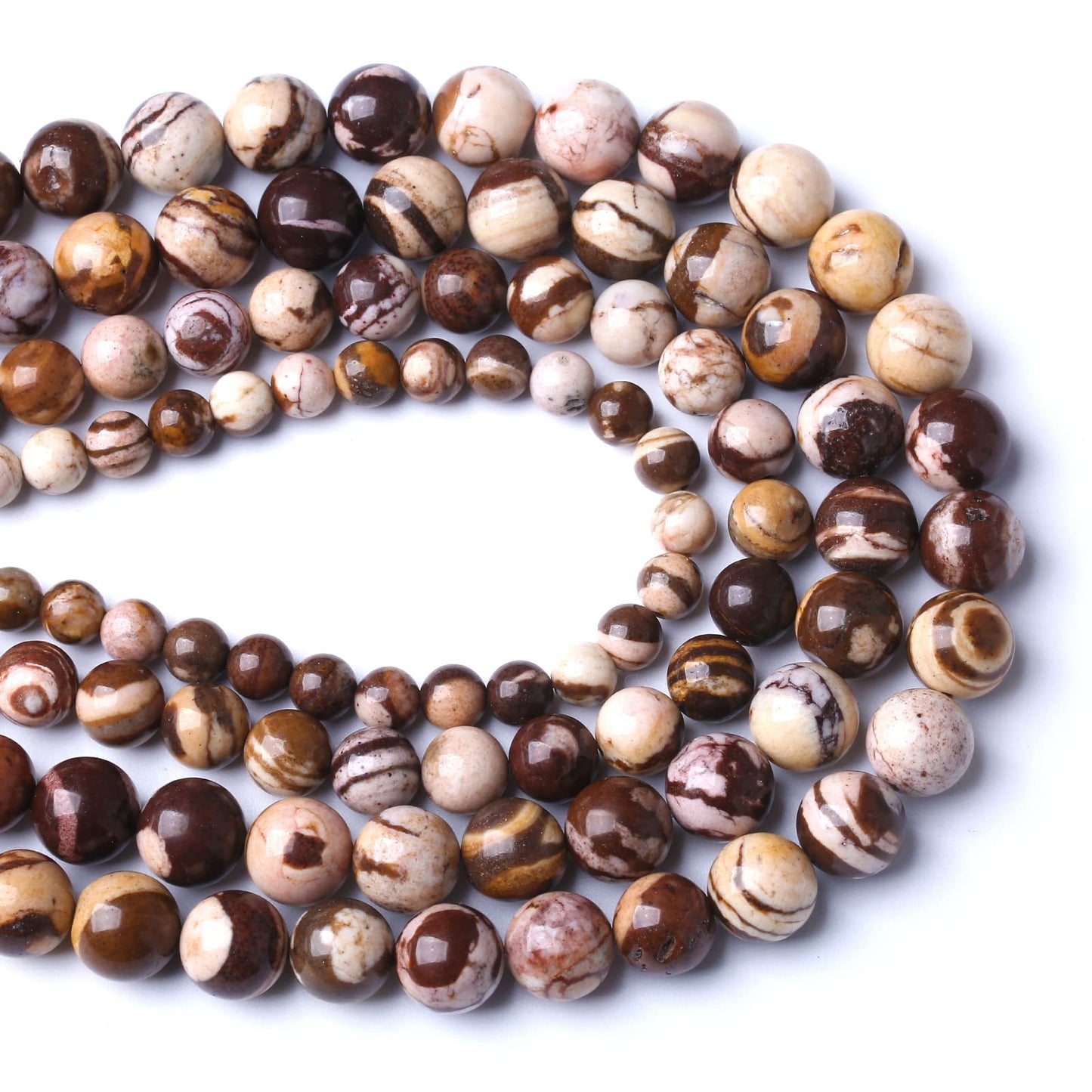 4mm 90pcs Natural Stone Beads Australia Zebra Gemstone Round Loose Beads for Jewelry Making DIY Bracelet Crystal Energy Healing Power Stone (4mm, Australian Zebra Jasper)