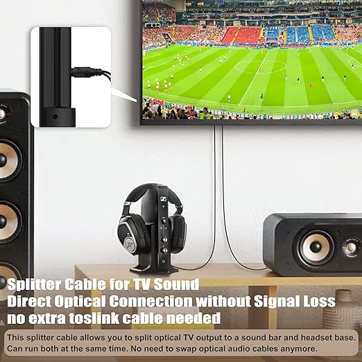 Bangun 1x2 Digital Audio Splitter Cable, Toslink Digital Fiber Optic Audio Splitter 1 Male Input 2 Male Output (for Home Theatre, Xbox, PS5/PS4), 3ft