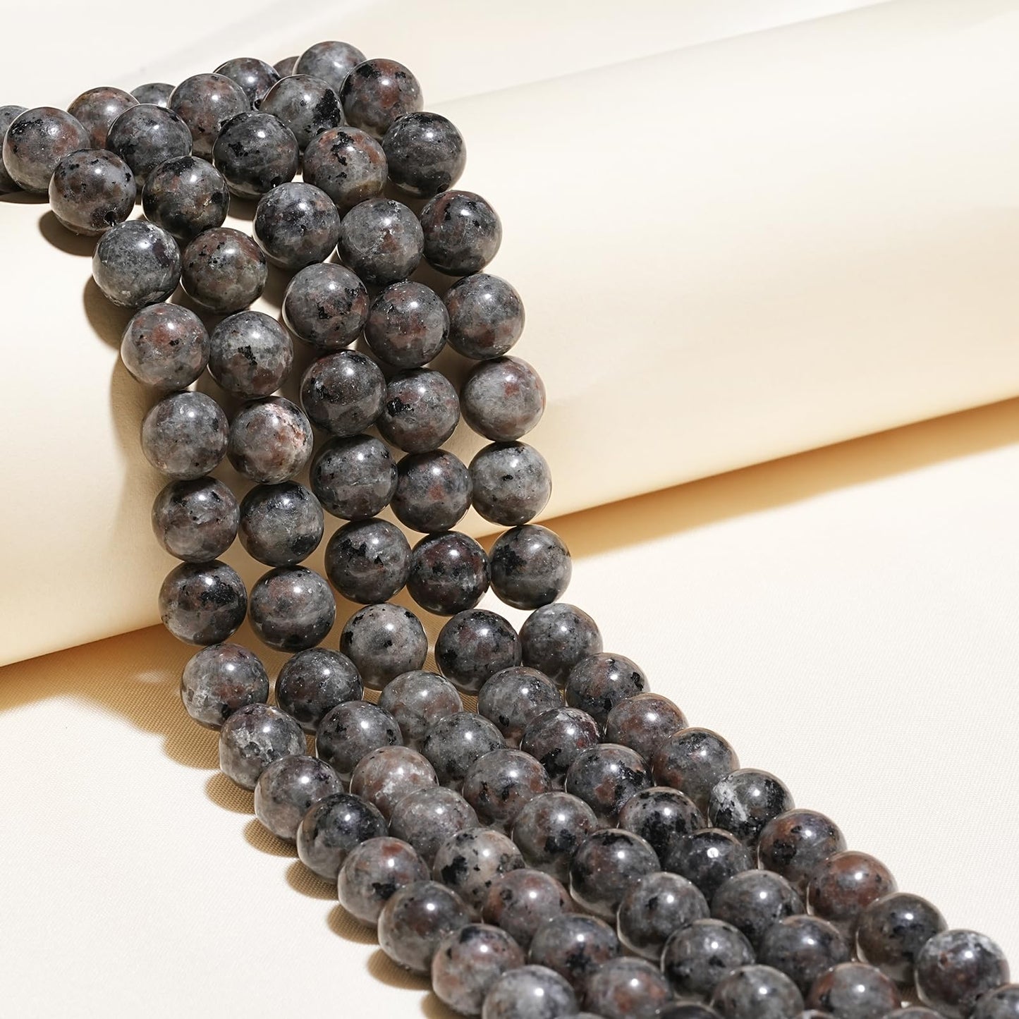10mm Natural Flame Yooperlite Gemstone Beads Polished Round Smooth Stone Beads for Bracelets Jewelry Making 15inch Loose Beads