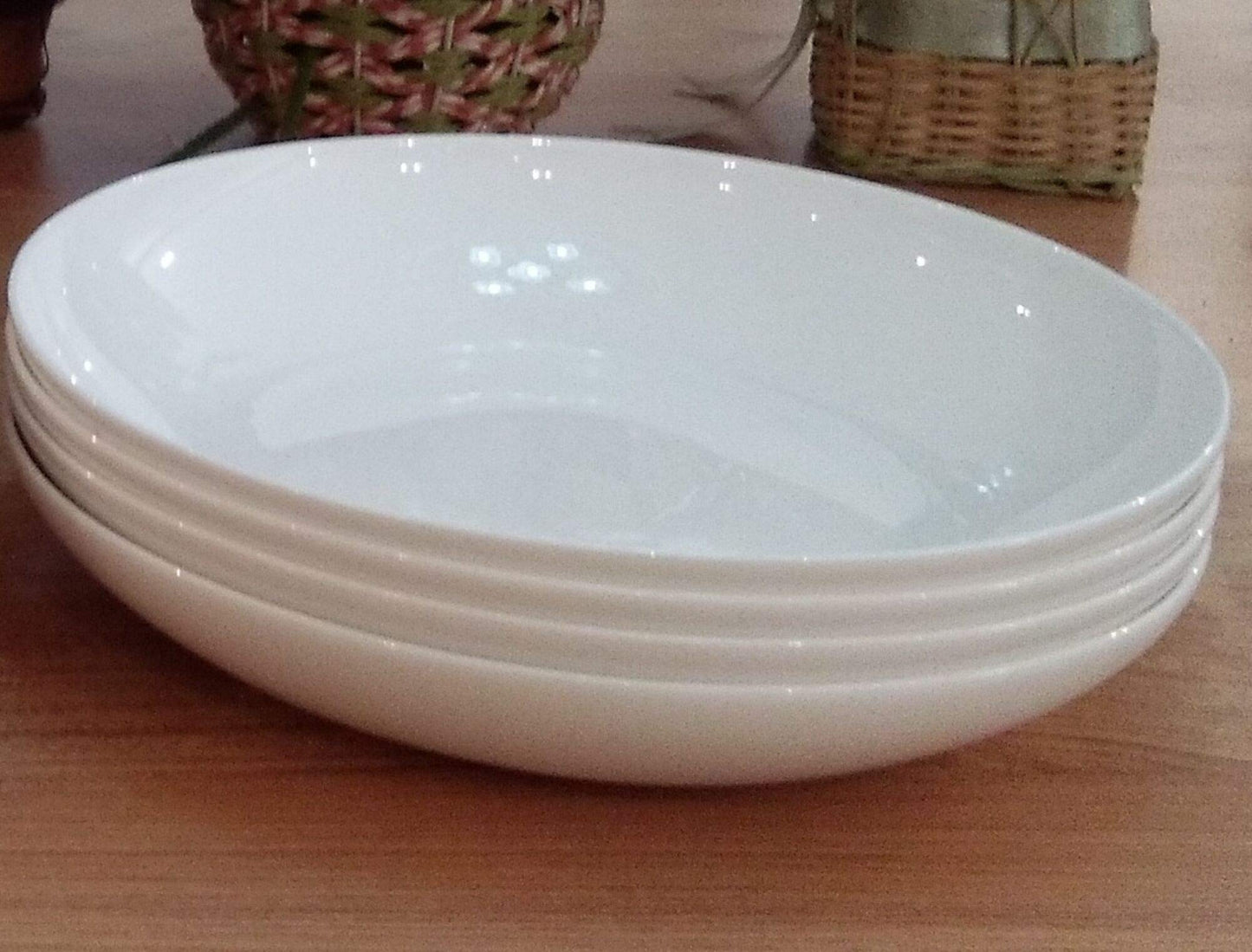 Mikasa Delray Bone China Pasta Bowls Set of 4, 9 Inch White Serving Bowls for Pasta, Salad, Soup, Lightweight and Durable Dinnerware