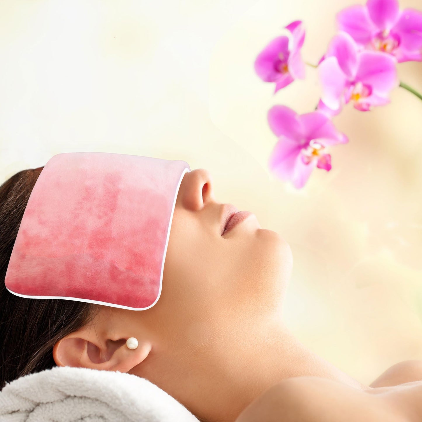 Eurow Luxe Himalayan Salt Eye Pillow Mask, Microwavable & Freezable Warm or Cold Compress for Relaxation, Headaches, Puffiness, Stress Relief, Sleep Support & Eye Strain, Pink