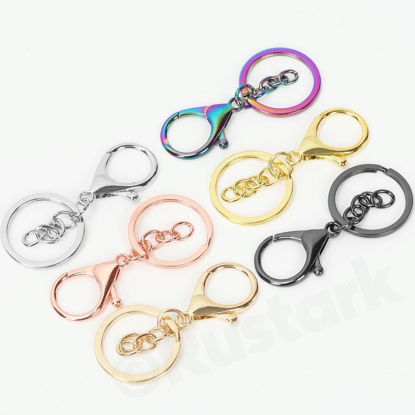 Rustark 28Pcs 7 Colors Lobster Claw Clasp Keychain Set Swivel Snap Hooks with Key Chain Rings Swivel Trigger Clips with Flat Split Ring Keychain Making Kit for DIY Craft Jewelry Making