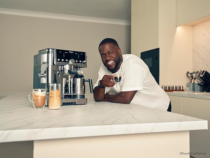 Ninja Luxe Café Premier Series, Espresso Machine, Drip Coffee Maker & Rapid Cold Brew, Integrated Grinder, Assisted Tamper, Hands-Free Frother, for Cappuccinos & Lattes, Cyberspace, ES601CY