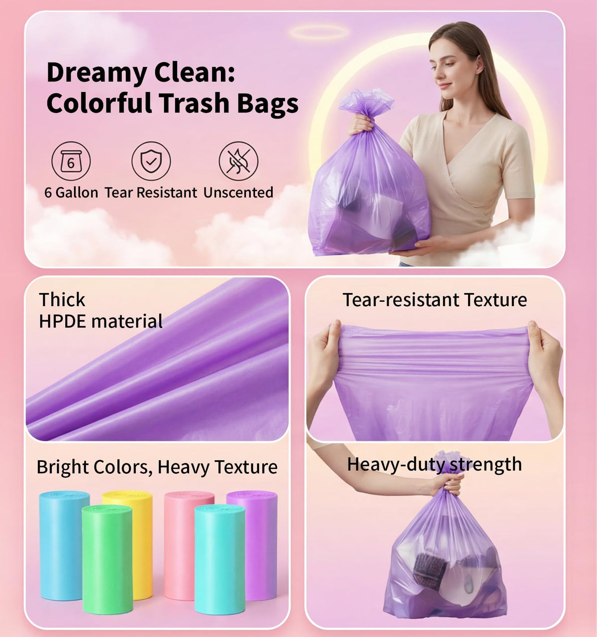 Medium 6 Gallon Trash Bags Unscented (300 Count)