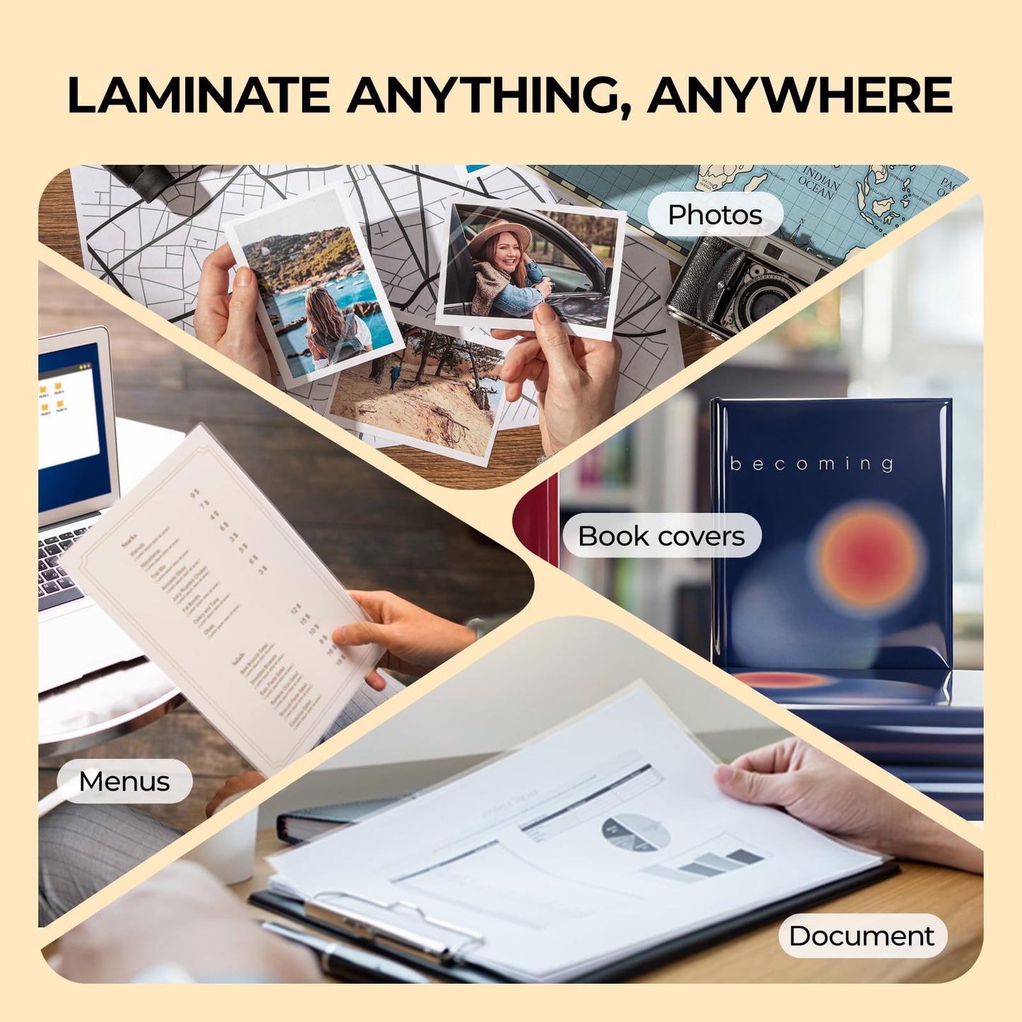 HTVRONT Self Adhesive Laminating Sheets - 50 Sheets, 4mil, 9 x 12 Inches Self Laminating Sheets, No Machine Needed Clear Laminating Sheets for Protecting Documents Photos Menus Stickers Book Cover