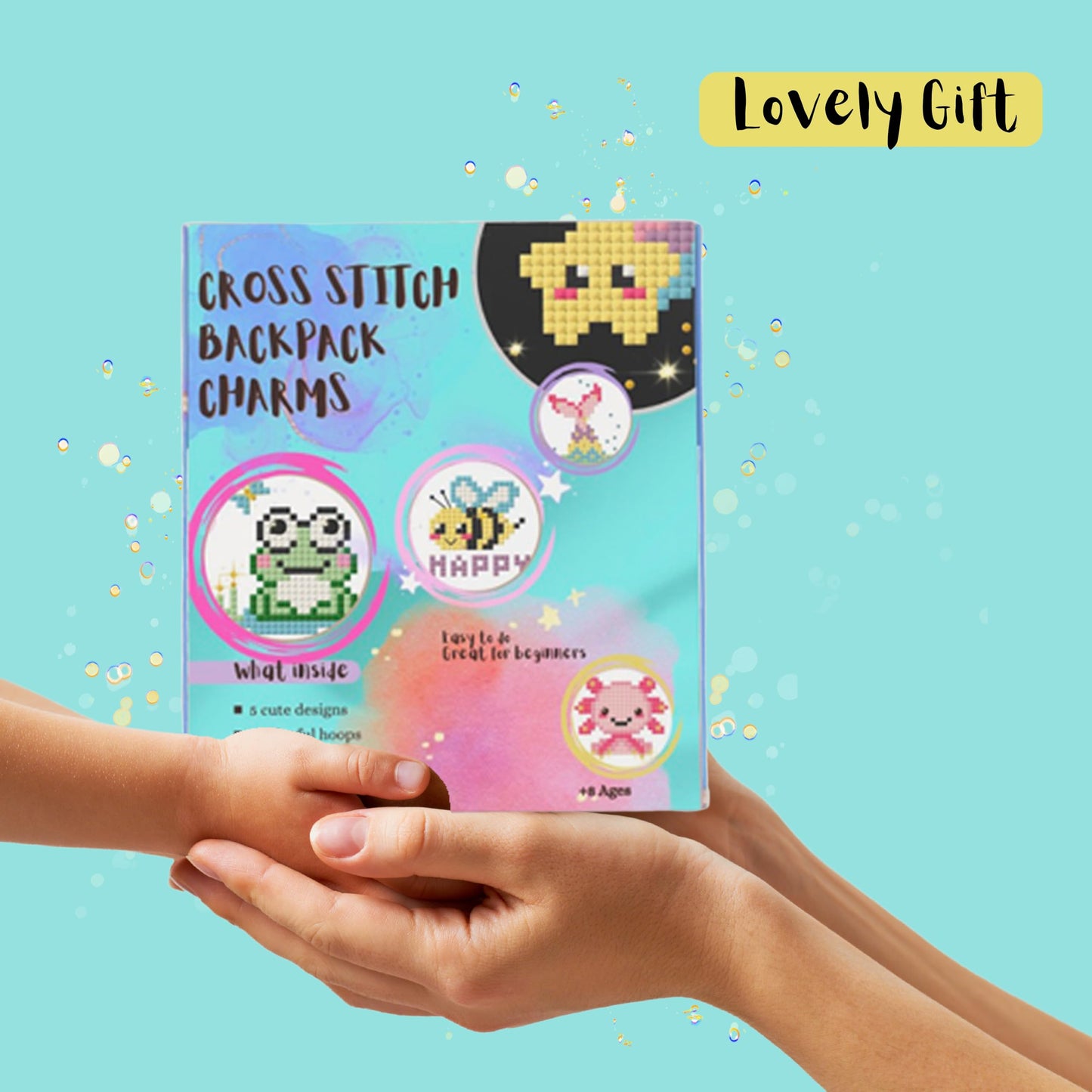 IDDI Cute Creatures Embroidery Kit for Kids. Stamped Cross Stitch Kits for Beginners. Kid Needlepoint. Crafts for Girls 8-12. Easy Crafts. DIY Keychains for Kids. Needlework Kits. Backpack Charms.