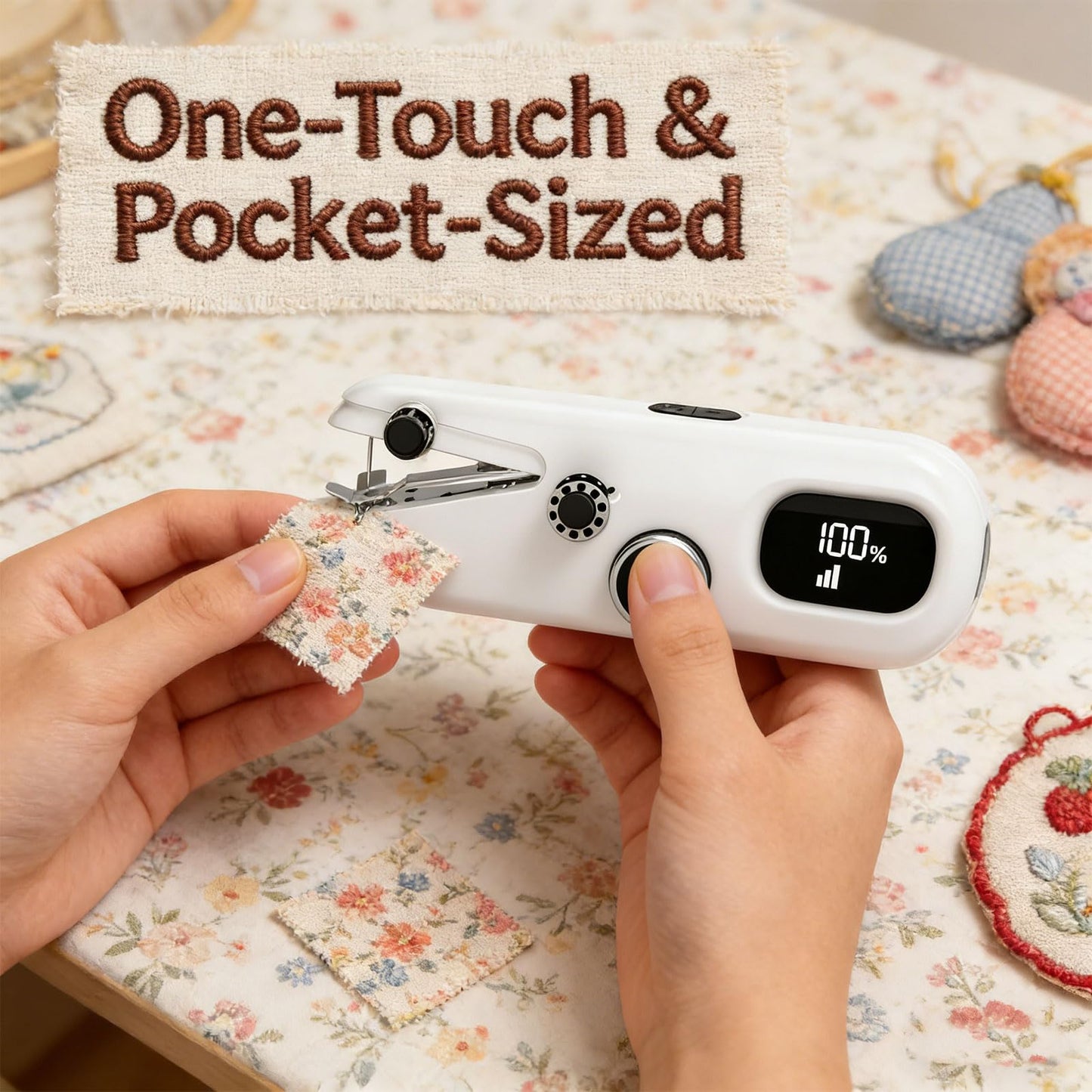 Handheld Sewing Machine, Portable Mini Sewing Machine for Beginners & Adults - Smart LCD Screen, USB-C Fast Charge, 3-Speed Control & Complete Sewing Kit for Home DIY, Fabric Repair and Crafts