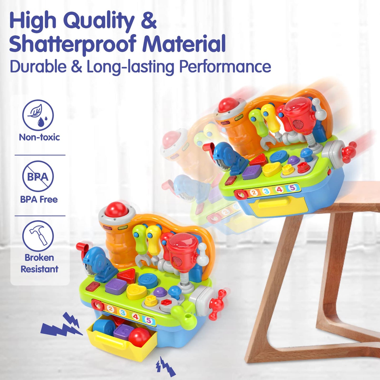 SunnyPal Toys for 1 Year Old Boy Birthday Gift, 9 in 1 Multifunction Music Workbench Learning Toy for Toddlers 1-3, Baby Toys 12-18 Months with Early Educational Sound Shape, Easter Basket Stuffers