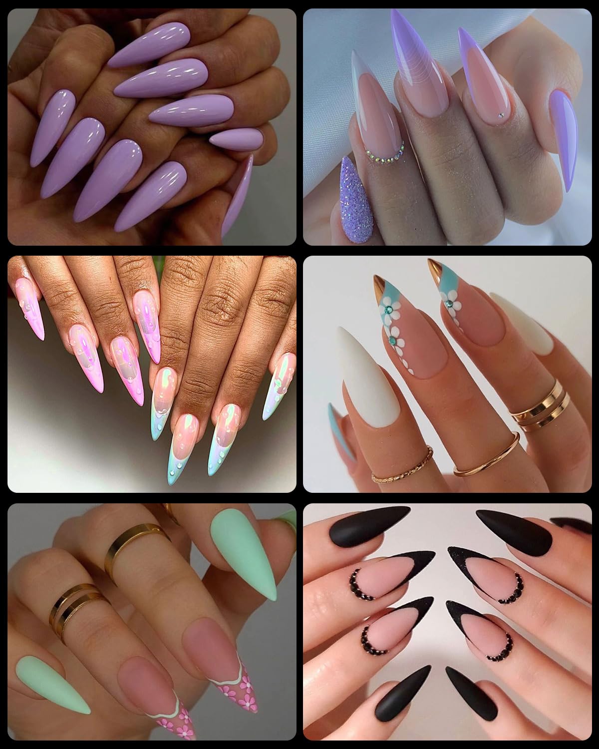 Soft Gel Nail Tips Medium Stiletto, 120PCS Pre Buff Full Cover Shaped Nail Extenison Tips Half Matte Gel Nail Tips BORNBYME