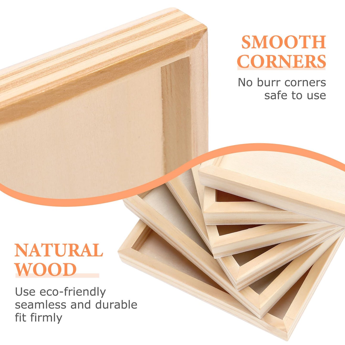 6-Pack Unfinished Wooden Trays - 4.7 x 4.7 in Small Square Serving Trays for Montessori, Crafts, Home Décor, and DIY Projects
