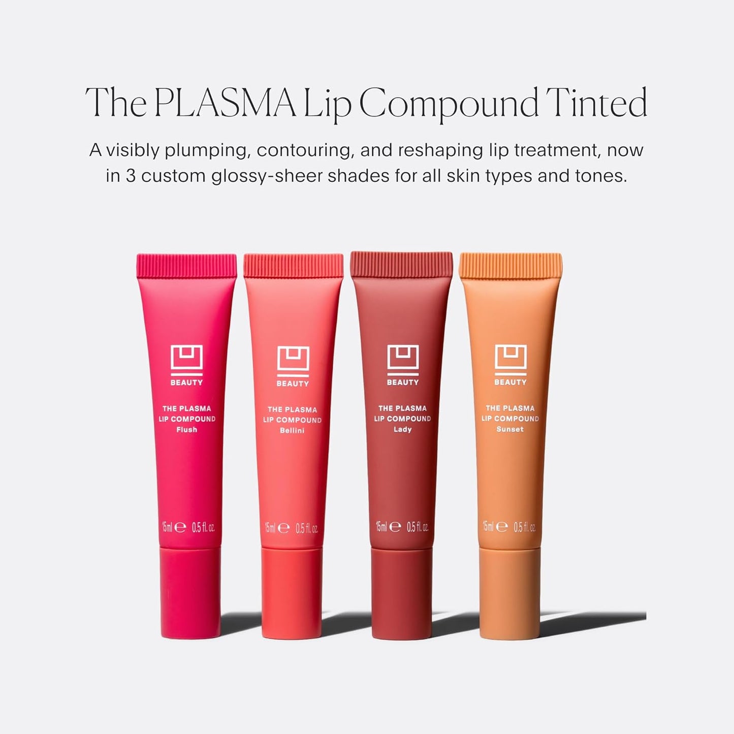 U Beauty The PLASMA Tinted Lip Compound Anti-Wrinkle & Anti-Aging Treatment - Shimmery Plumping Lip Gloss with Hyaluronic Acid, Shea Butter, Salicylic Acid & Peptides to Deeply Hydrate,Bellini - 15 mL