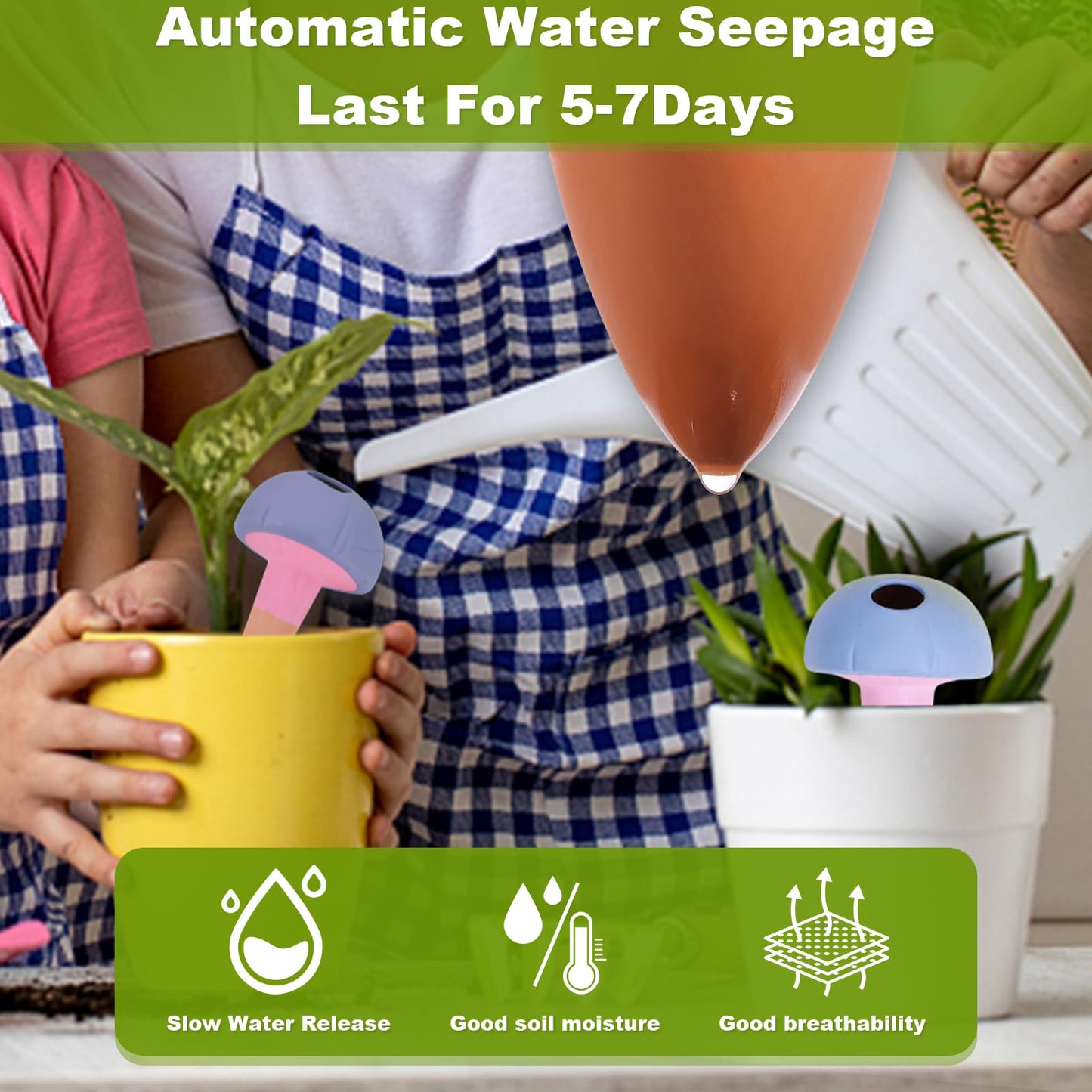 Tuzinano Self Watering Planter Insert Terracotta Watering Spikes Premium Plant Watering Devices Irrigation Dripper Self Watering Spikes Automatic Plant Accessories 4 Packs