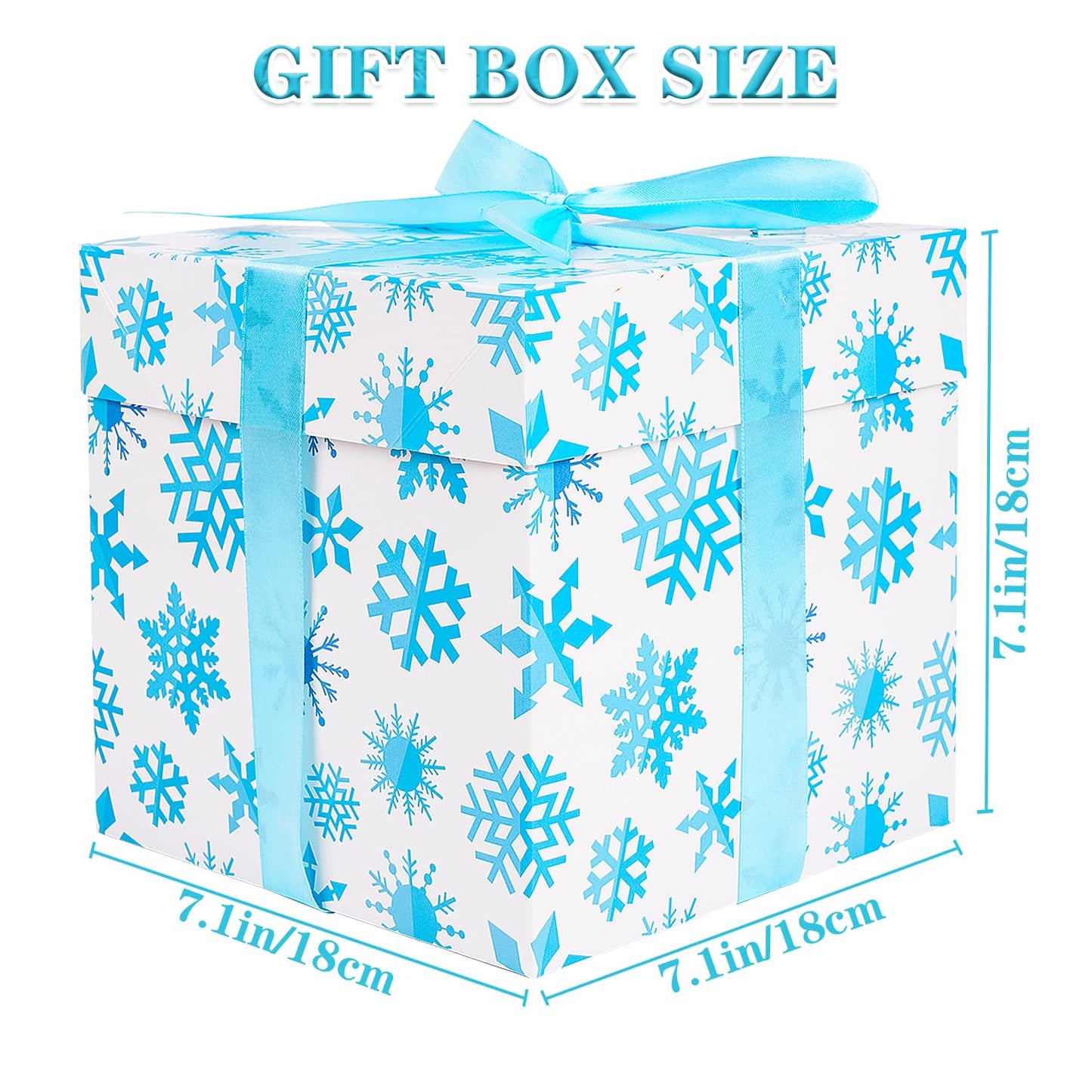 Jaywayang 5 Pack White Christmas Gift Boxes with Lids, Ribbons and Tissue Papers Square Gift Boxes - 7.1 Inch - Presents Wrapping Christmas Gift Holiday New Year Party Favor Boxes.