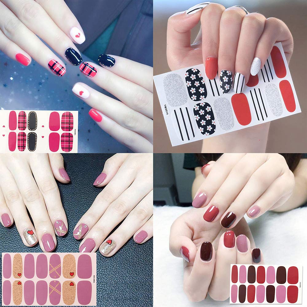 SILPECWEE 20 Sheets Glitter Nail Polish Strips Full Nail Wraps with Adhesive Nail Polish Stickers and 1pc Nail File