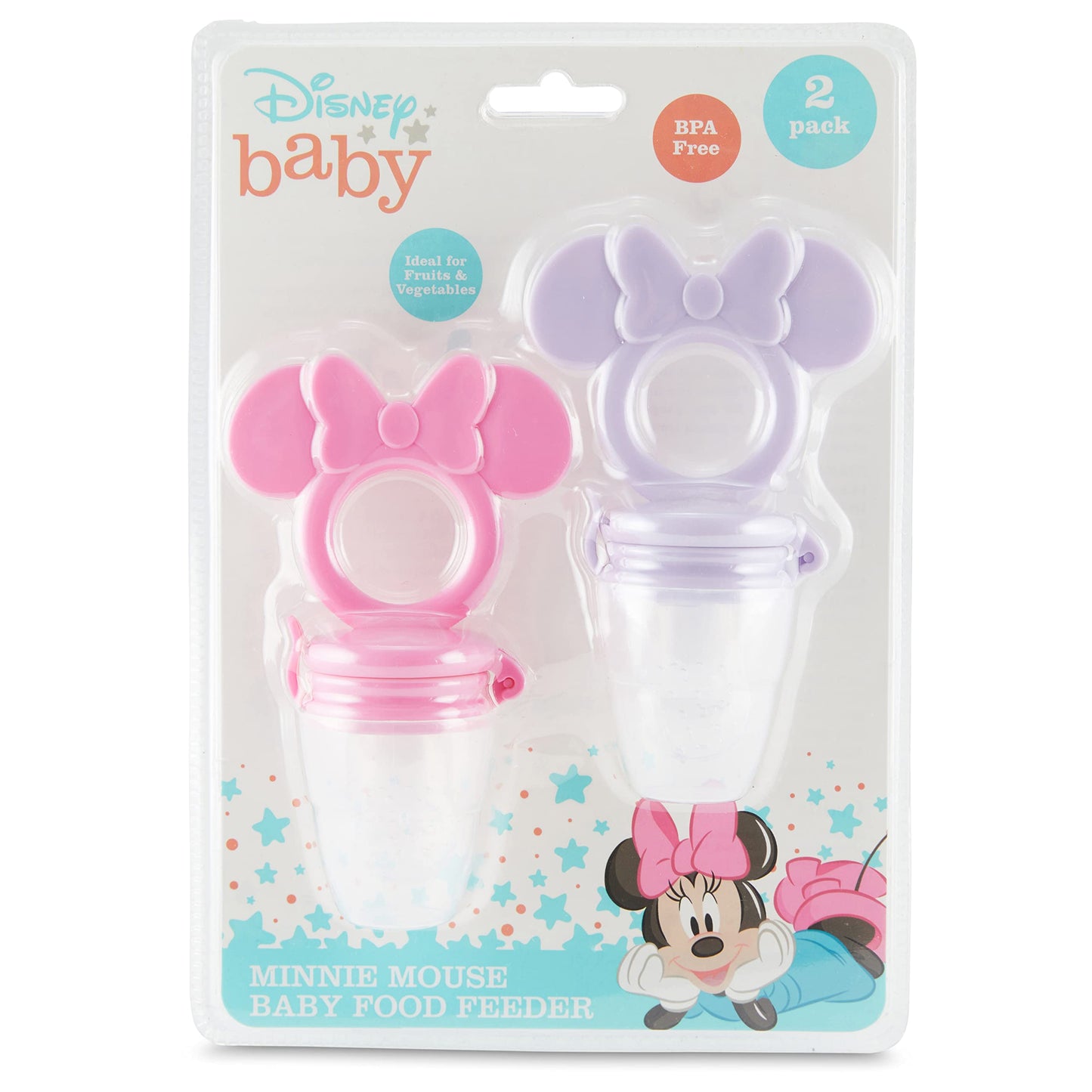 Disney Mickey and Minnie Teether with Fruit Feeder - Safe and Durable Design for Soothing Your Baby's Teething Pains (Pack of 2)