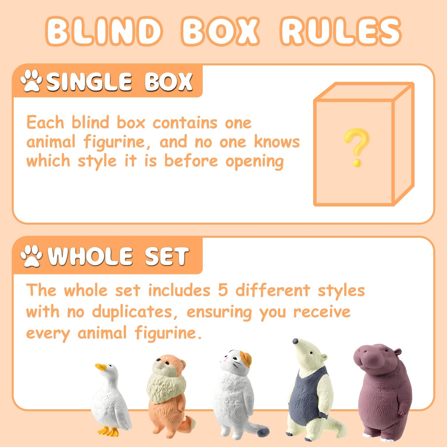 BUKURONEKO Animal Blind Box - Kawaii Blind Box Figure(1 Pack), Original Japanese Design Cute Figurines, Collectible Anime Toys for Birthday Gift & Desk Decor, Single Box