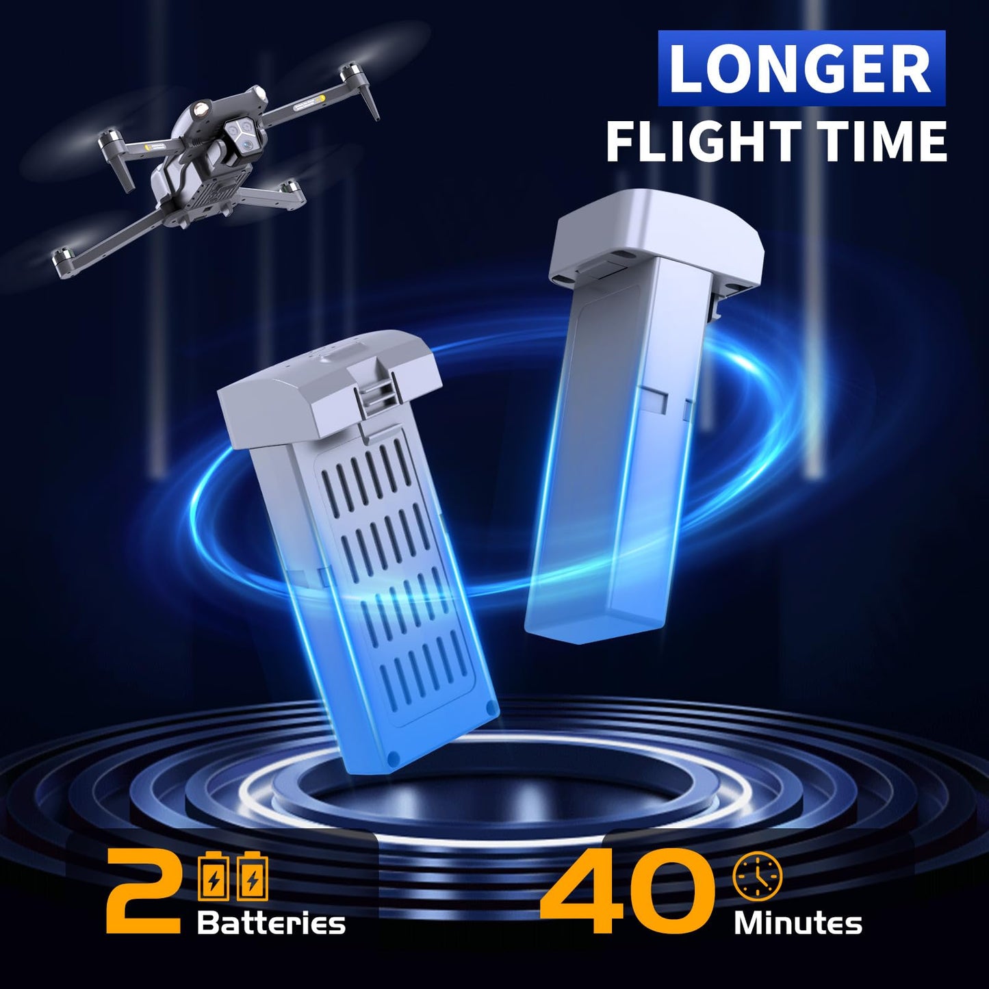 Dwi Dowellin GPS Drone with Camera for Adults,2K HD RC Plegable Drones with Auto Return,Follow Me and Lightweight,2 PCS Batteries for Long Flight Time,Easy Fly Quadcopter for Kids & Beginners
