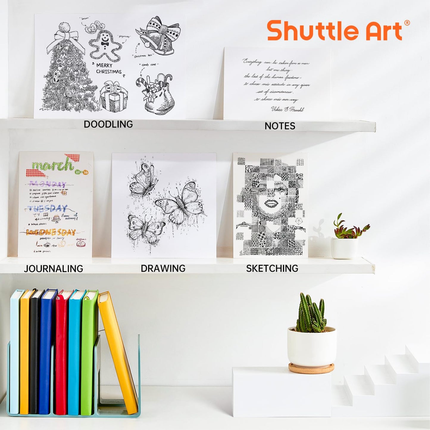 Shuttle Art Retractable Mild Gel Ink Pens - 22 Pack, Black Ink, Cute Fine Point Pens for Writing, Journaling & Notes