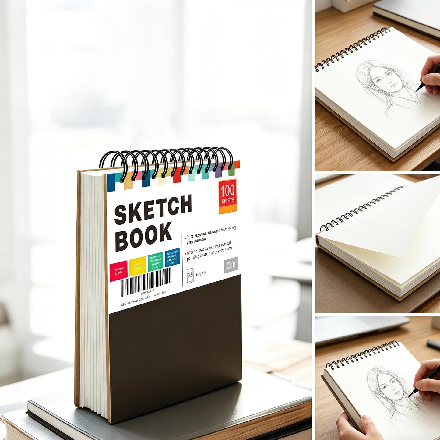 Cile Mixed Media Sketchbook–12x9 Inch,100 Sheets,100gsm Acid-Free Paper,Perfect for Drawing and Sketching with Tracing and Pastel Papers