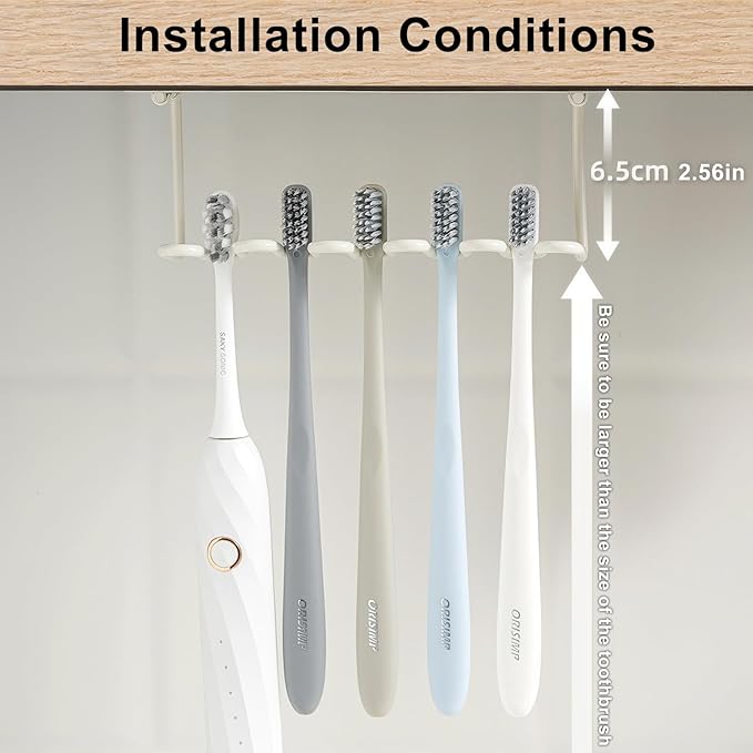 Wall Mount Toothbrush Holder for Shower Metal Toothbrush Stand (Innovative Magnetic Fixation Design), Wallmount 3/5 Slots Bathroom Cabinet Accessories Organizer (5 Slots)